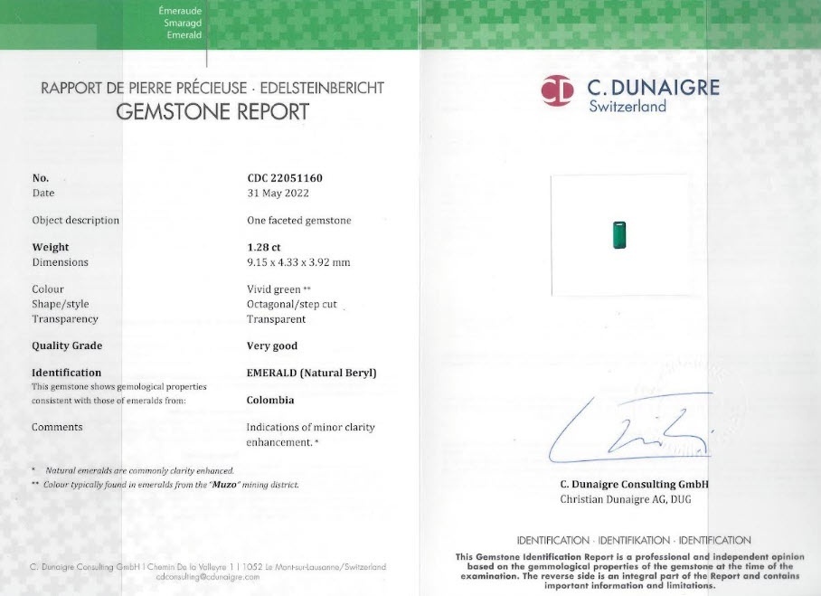 1.28 Ct. Emerald from Colombia - Muzo
