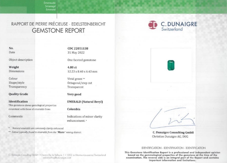 4.80 Ct. Emerald from Colombia