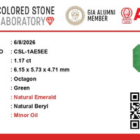 1.17 Ct. Emerald from Colombia Scan Report