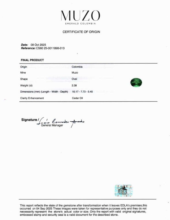 2.38 Ct. Emerald from Colombia
