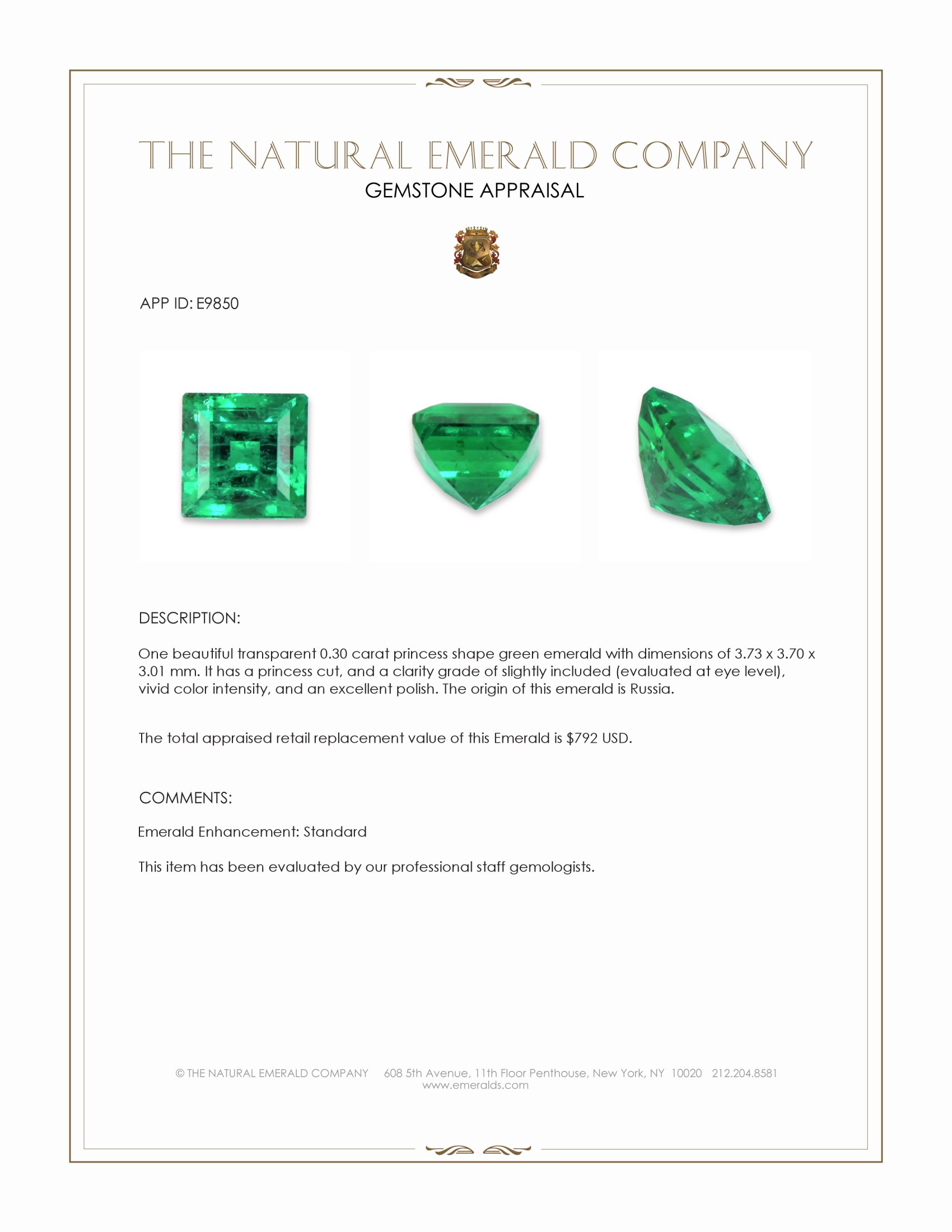 0.30 Ct. Emerald from Russia