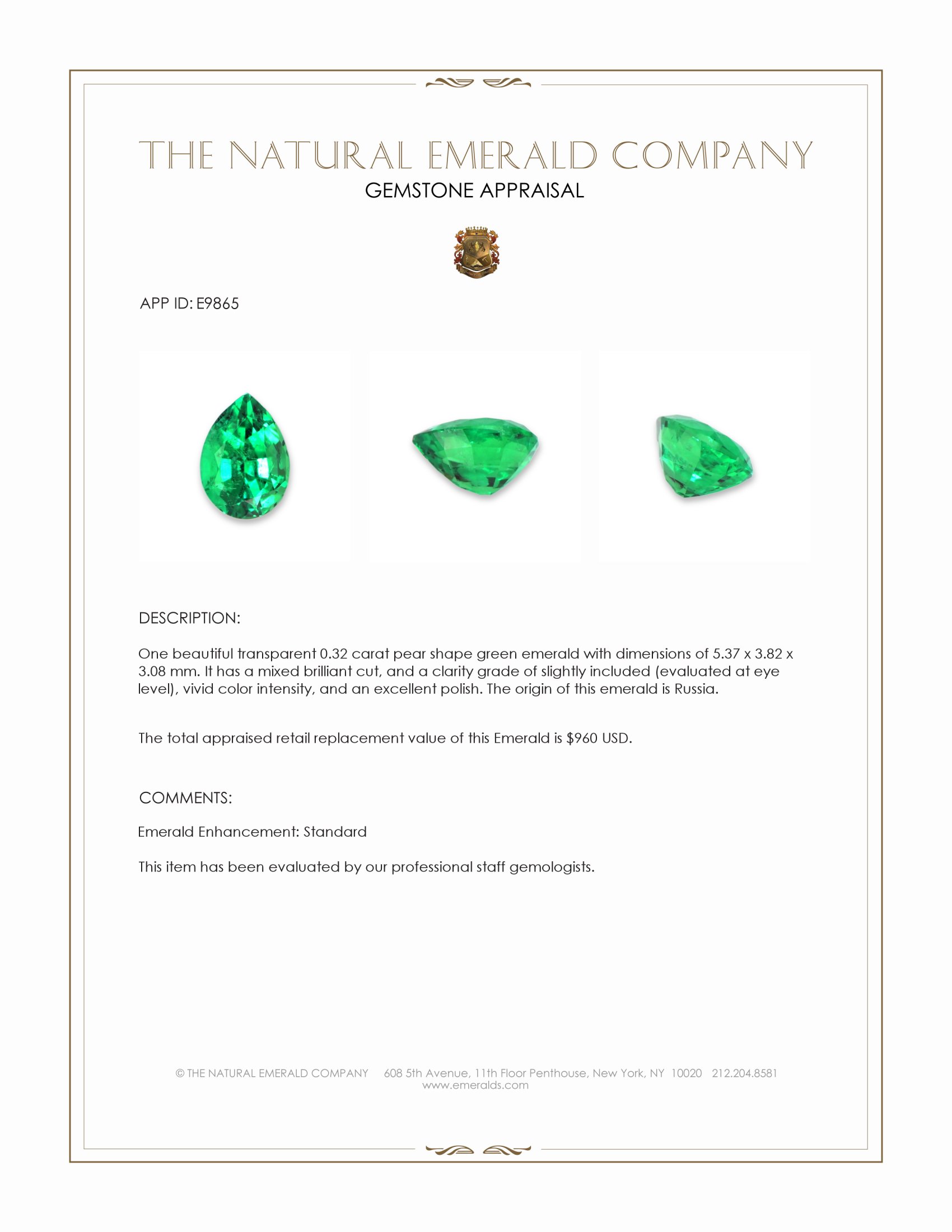0.32 Ct. Emerald from Russia