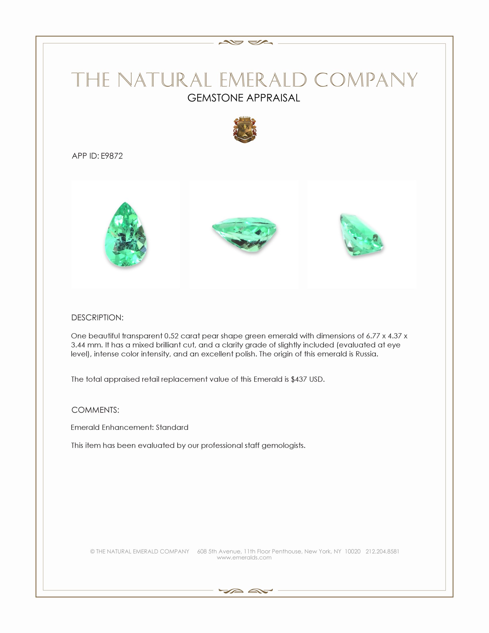0.52 Ct. Emerald from Russia