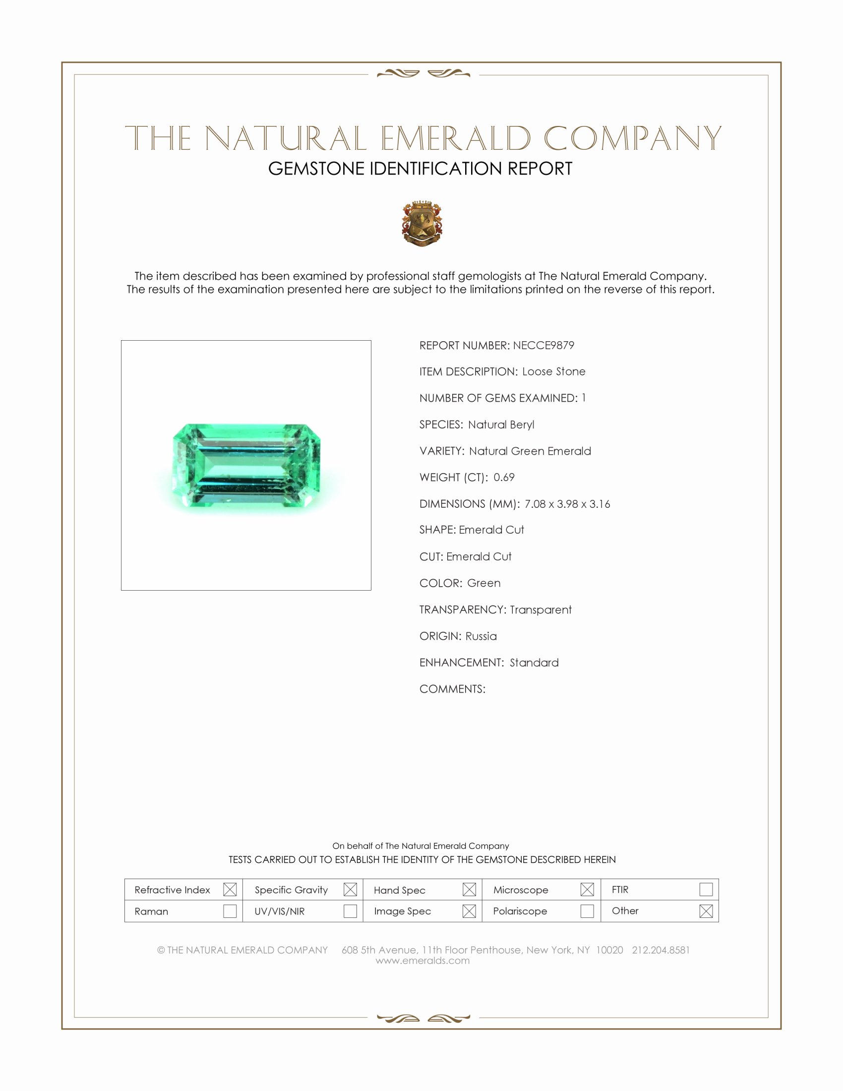 0.69 Ct. Emerald from Russia