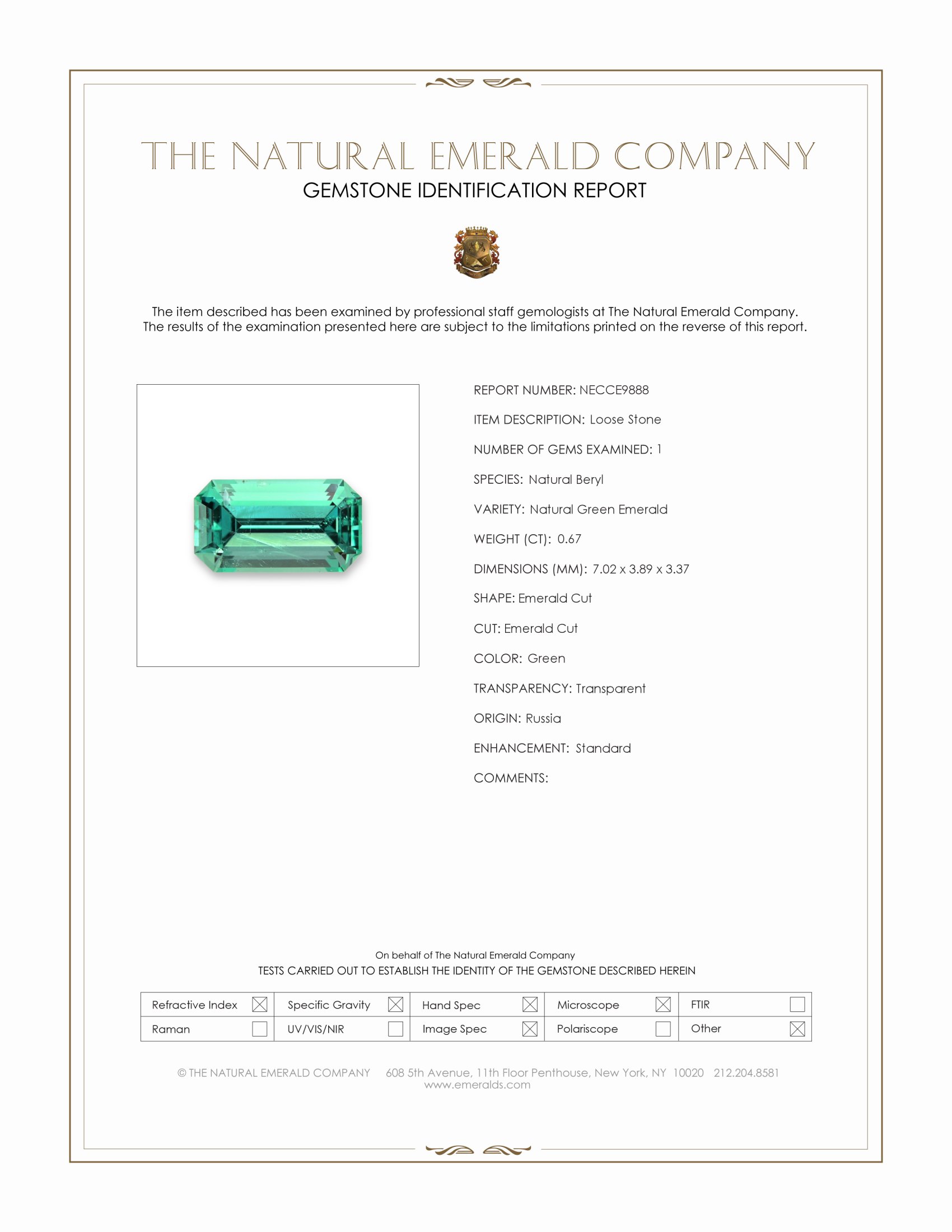 0.67 Ct. Emerald from Russia