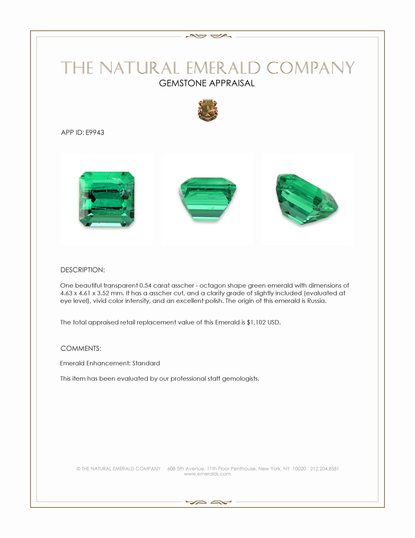 0.54 Ct. Emerald from Russia