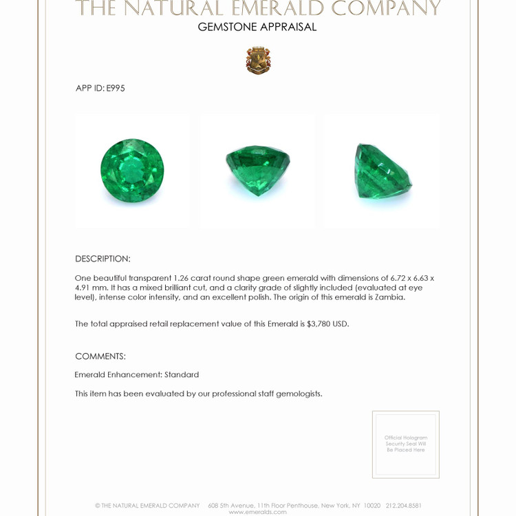 1.26 Ct. Emerald from Zambia