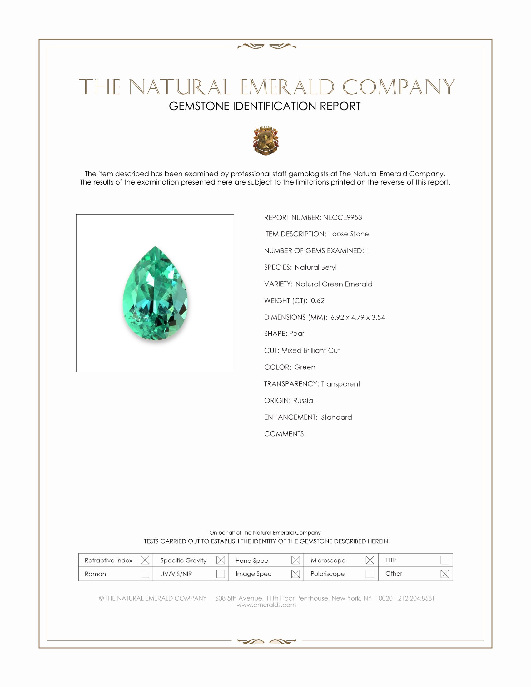 0.62 Ct. Emerald from Russia