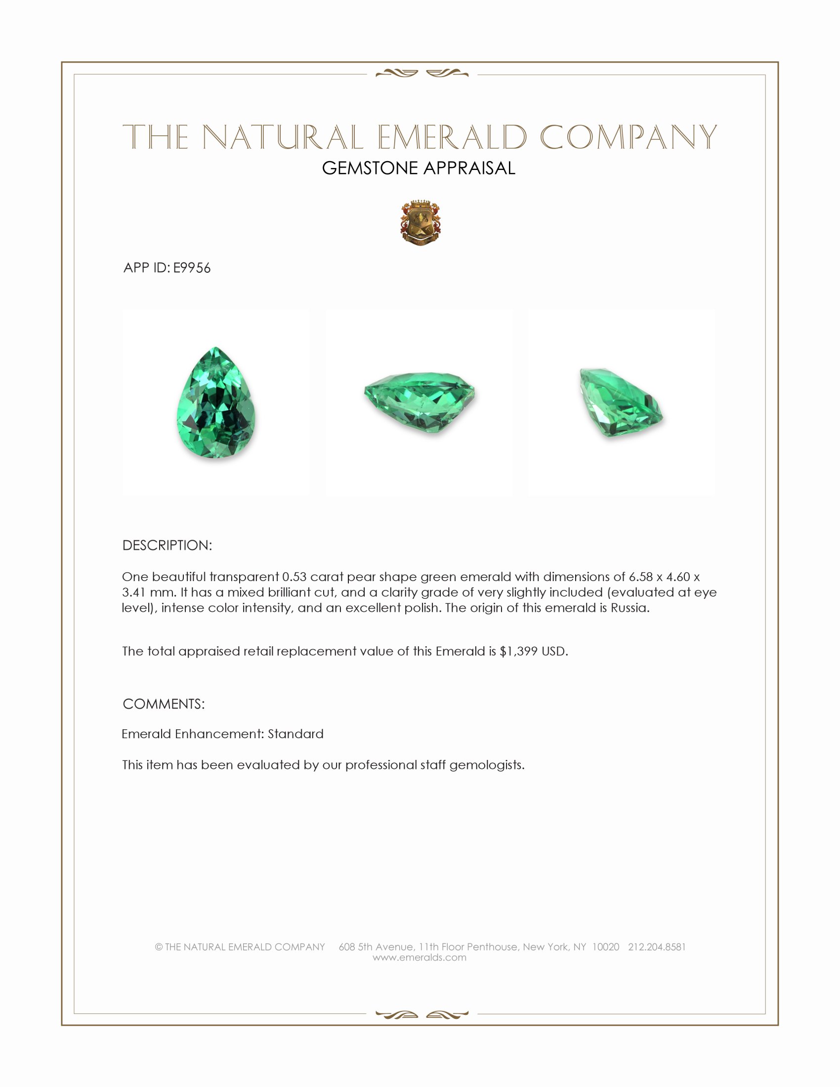 0.53 Ct. Emerald from Russia