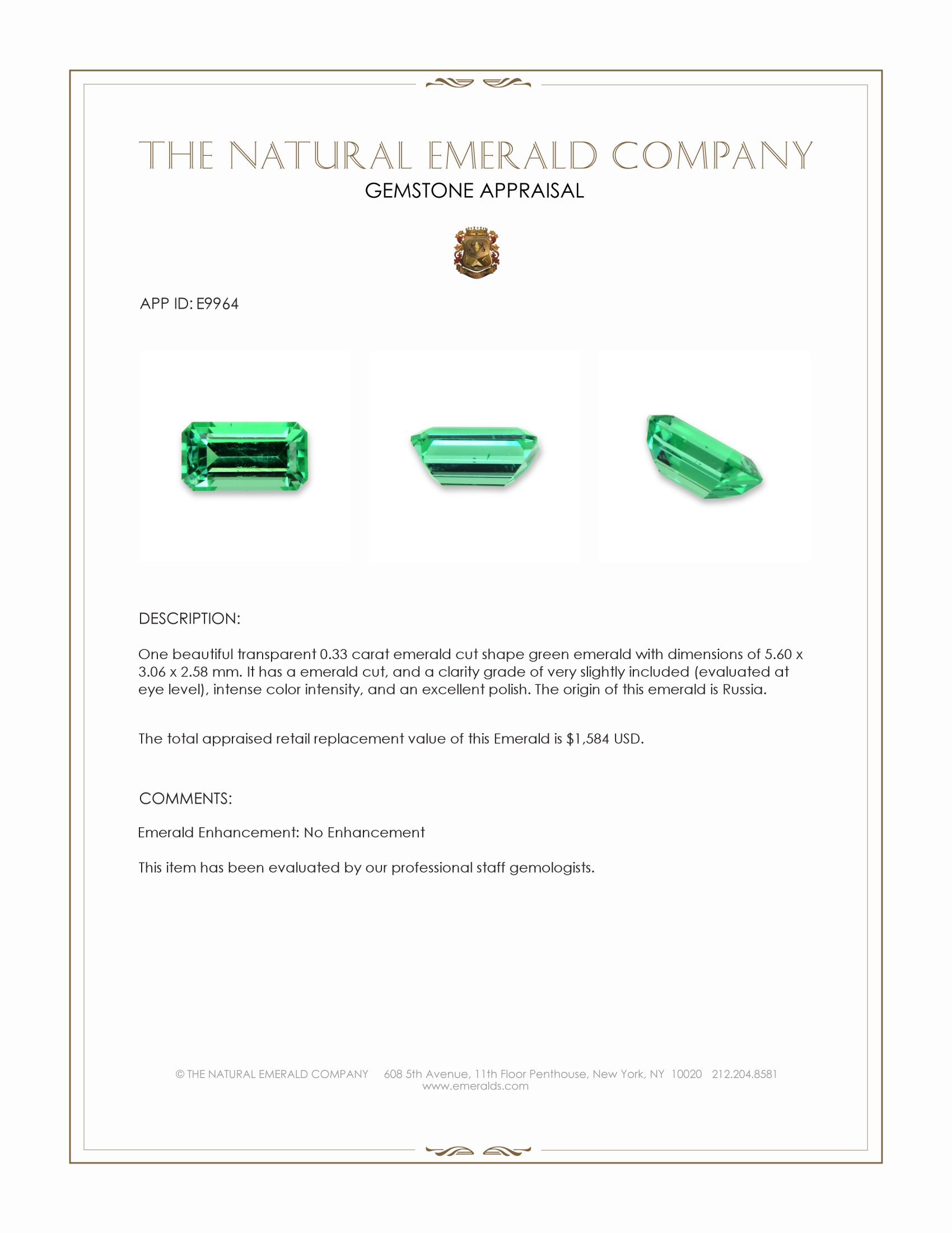 0.33 Ct. Emerald from Russia
