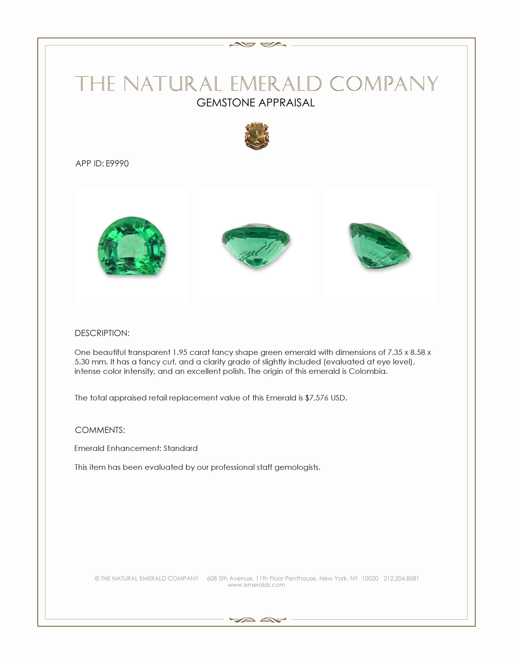 1.95 Ct. Emerald from Colombia