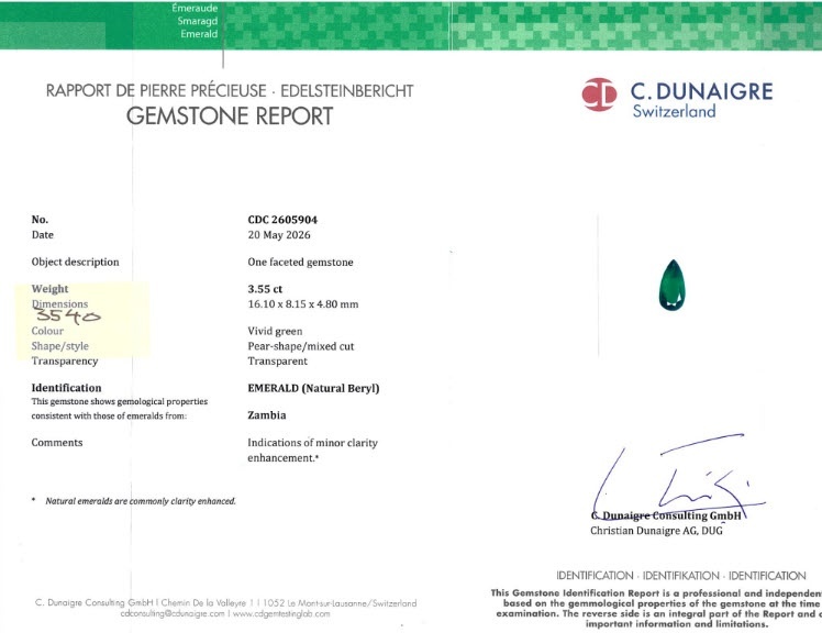 3.55 Ct. Emerald from Zambia