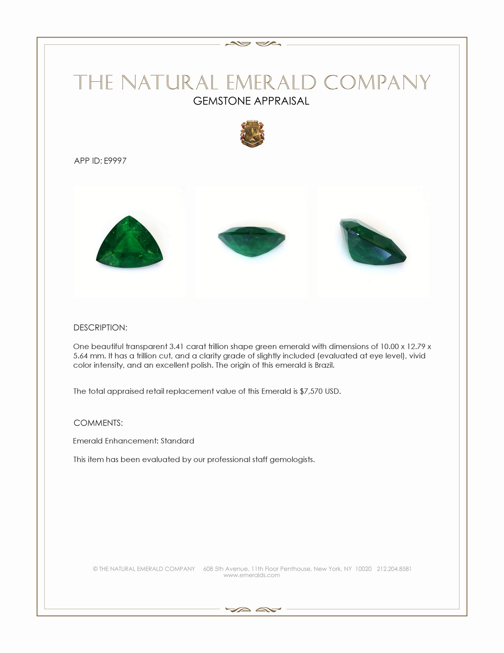3.41 Ct. Emerald from Brazil