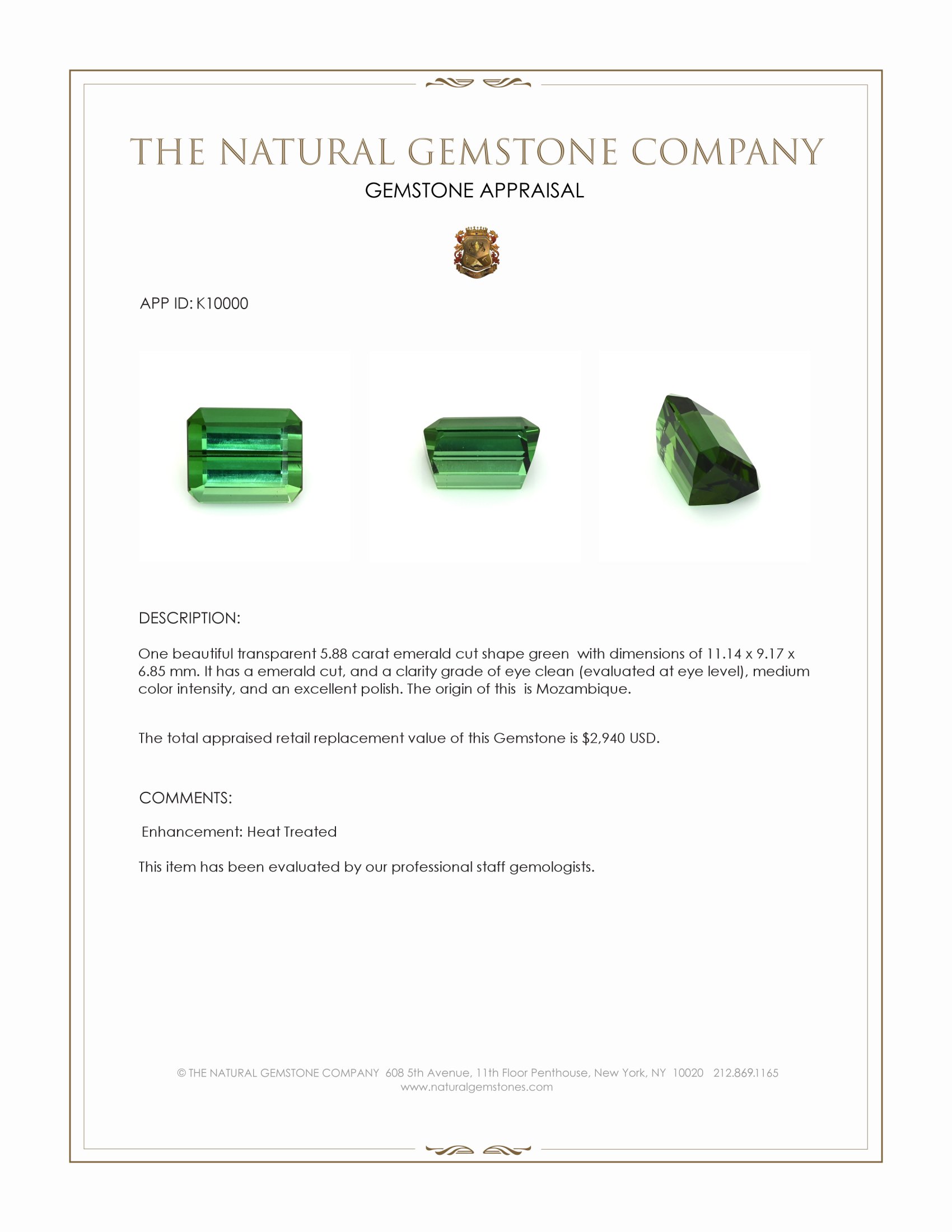 5.88 Ct. Green Chrome Tourmaline from Mozambique