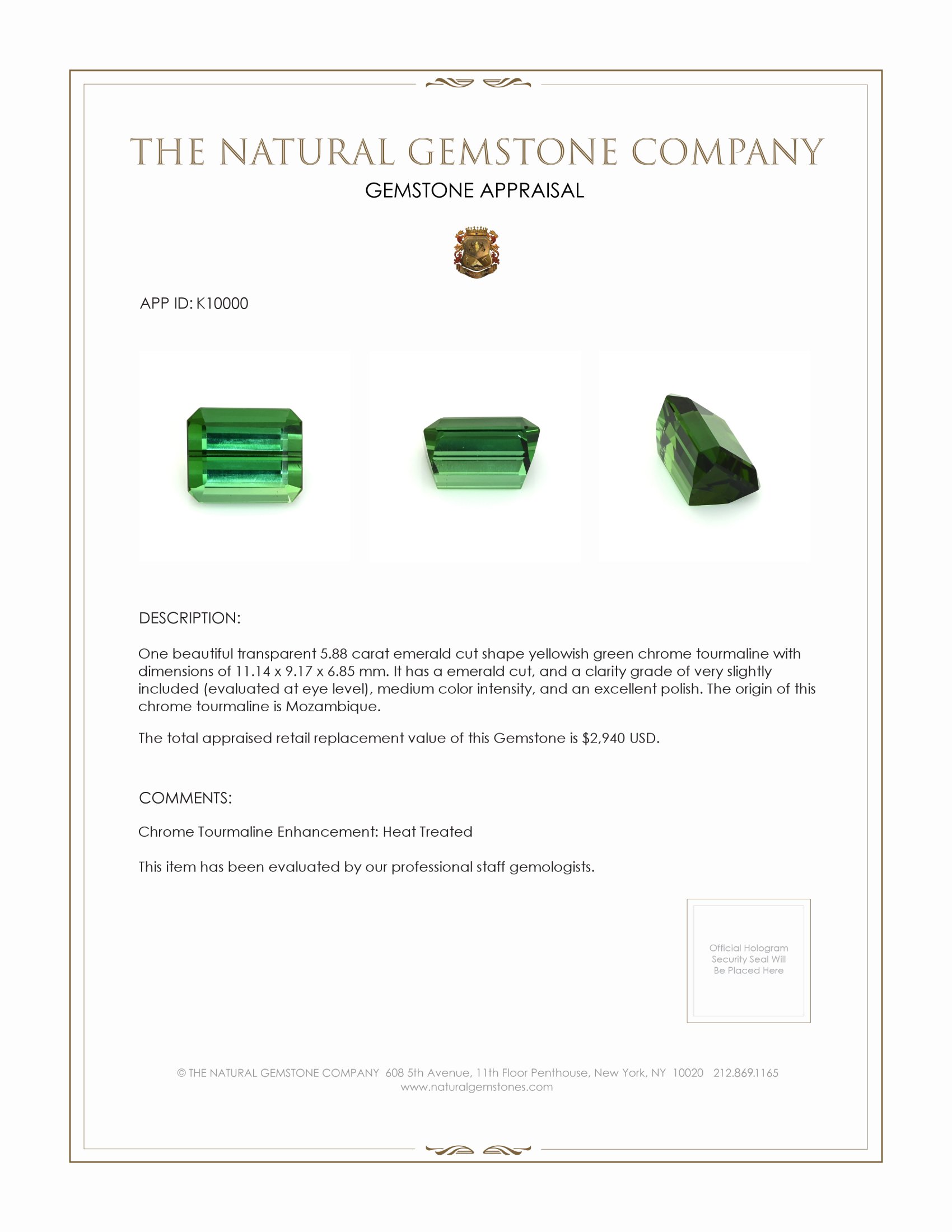 5.88 Ct. Chrome Tourmaline from Mozambique