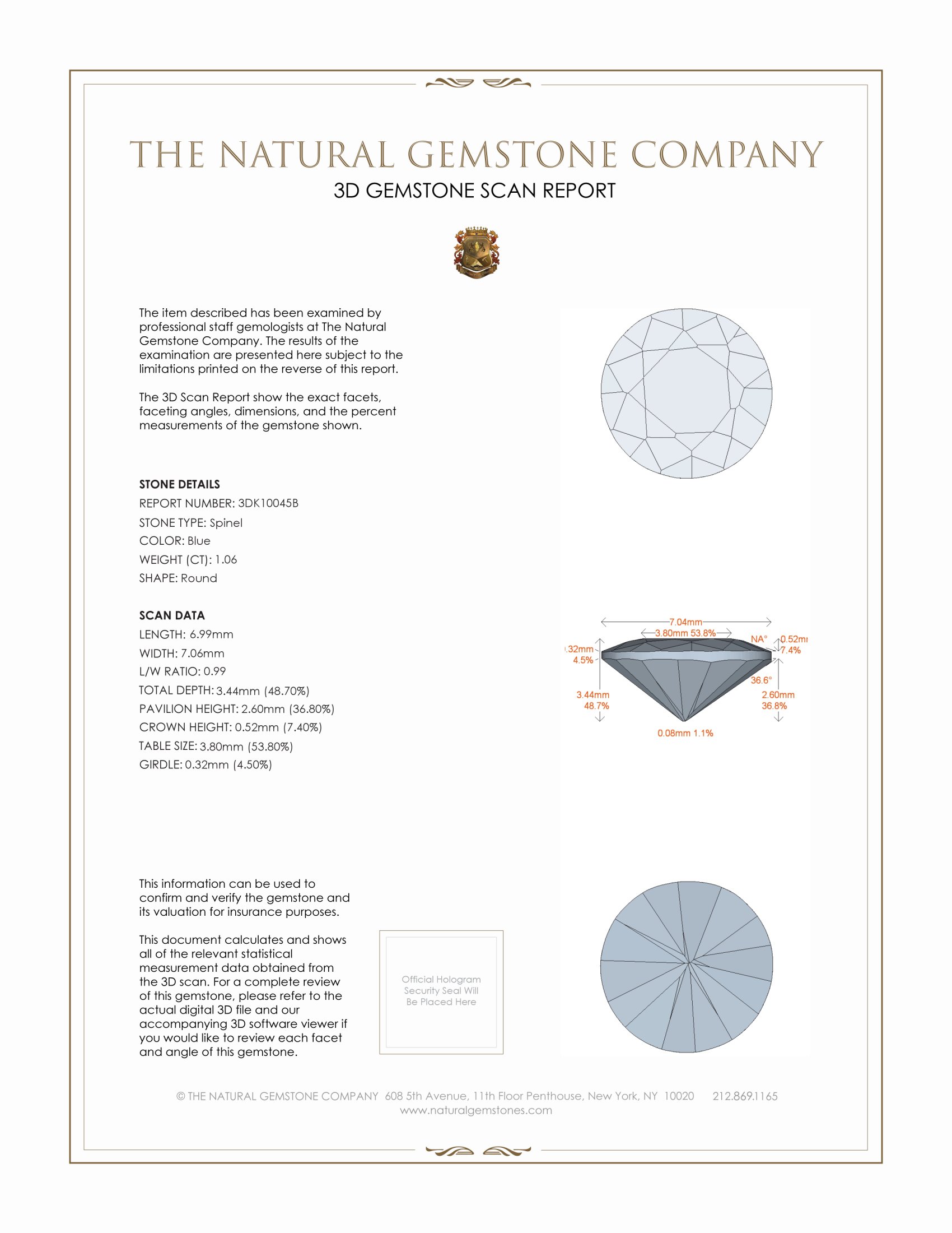 1.06 Ct. Spinel from Ceylon (Sri Lanka)
