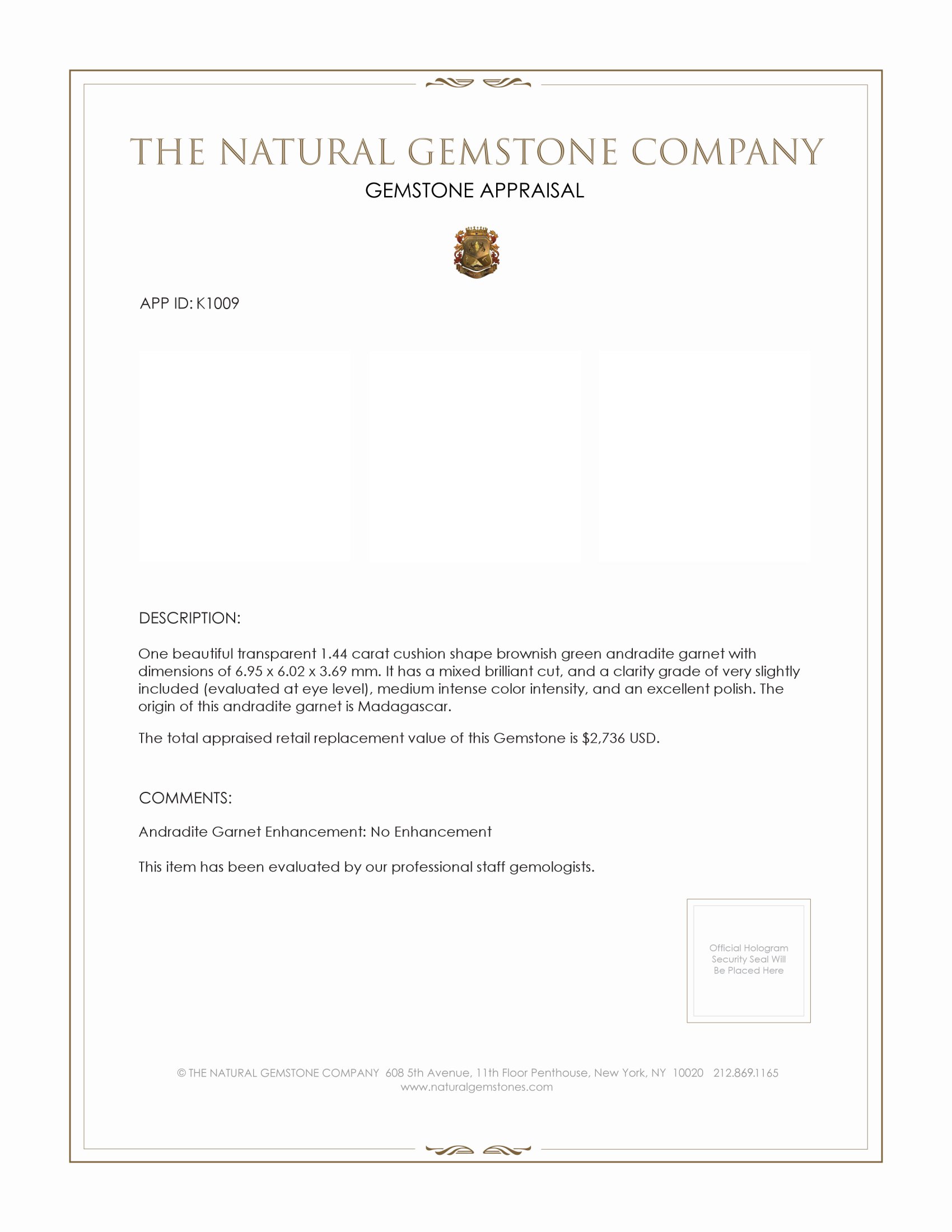 1.44 Ct. Andradite Garnet from Madagascar