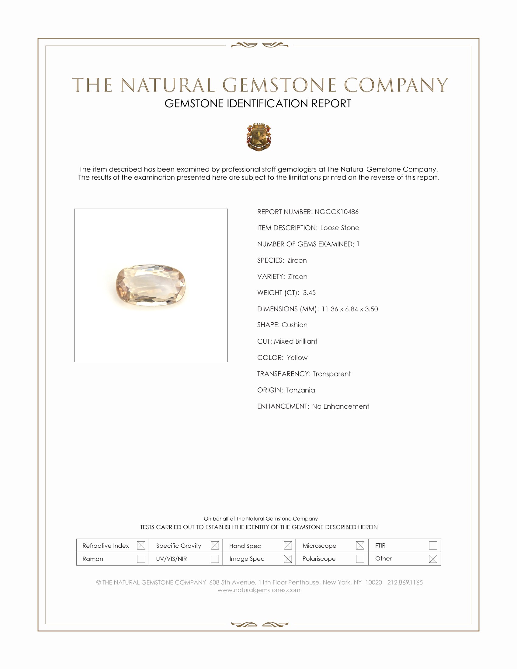 3.45 Ct. Zircon from Tanzania