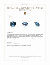 1.23 Ct. Greenish Blue Spinel from Ceylon (Sri Lanka) Appraisal