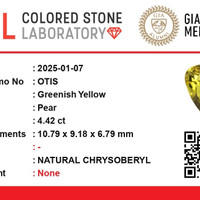 4.42 Ct. Chrysoberyl from Ceylon (Sri Lanka) Scan Report