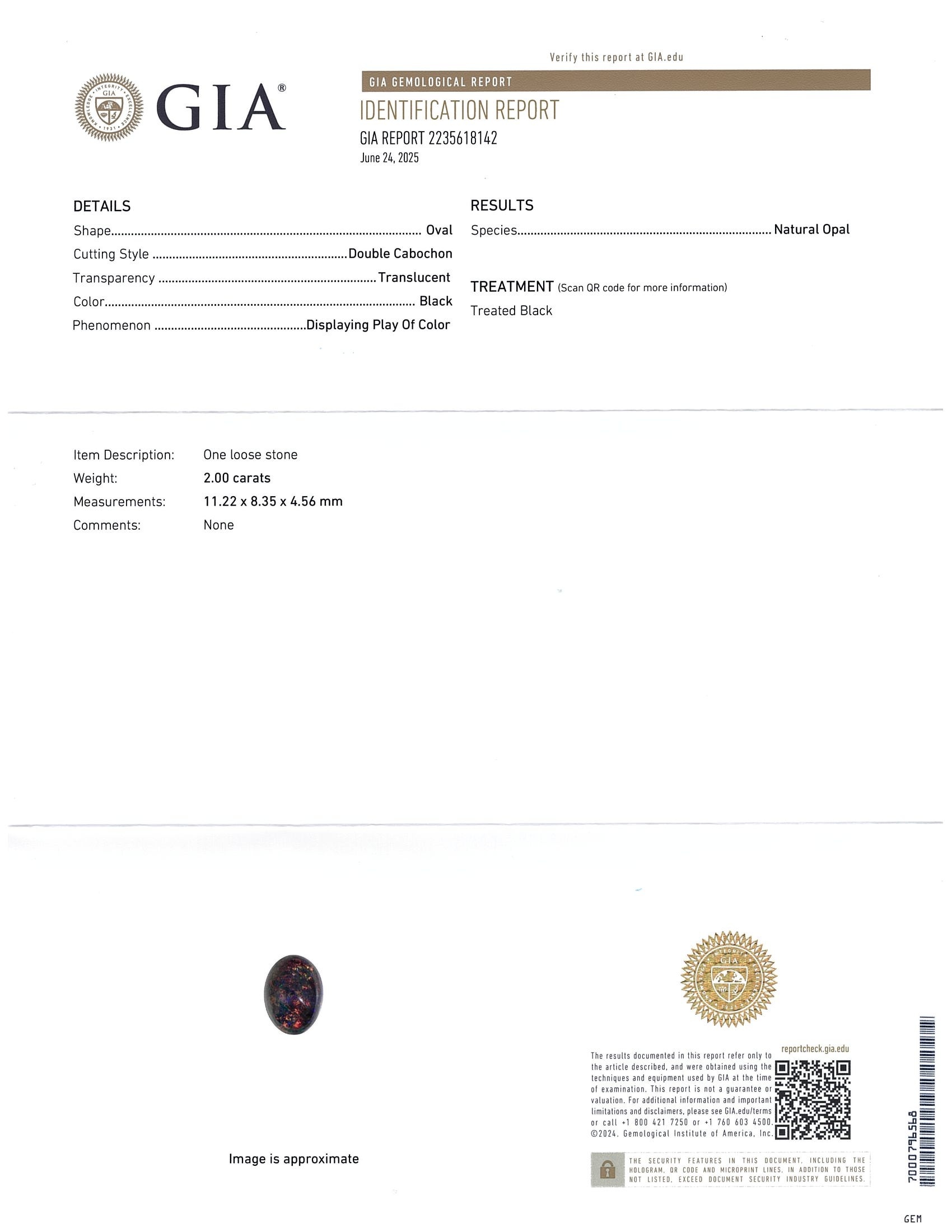 2.00 Ct. Cabochon Black Opal from Ethiopia