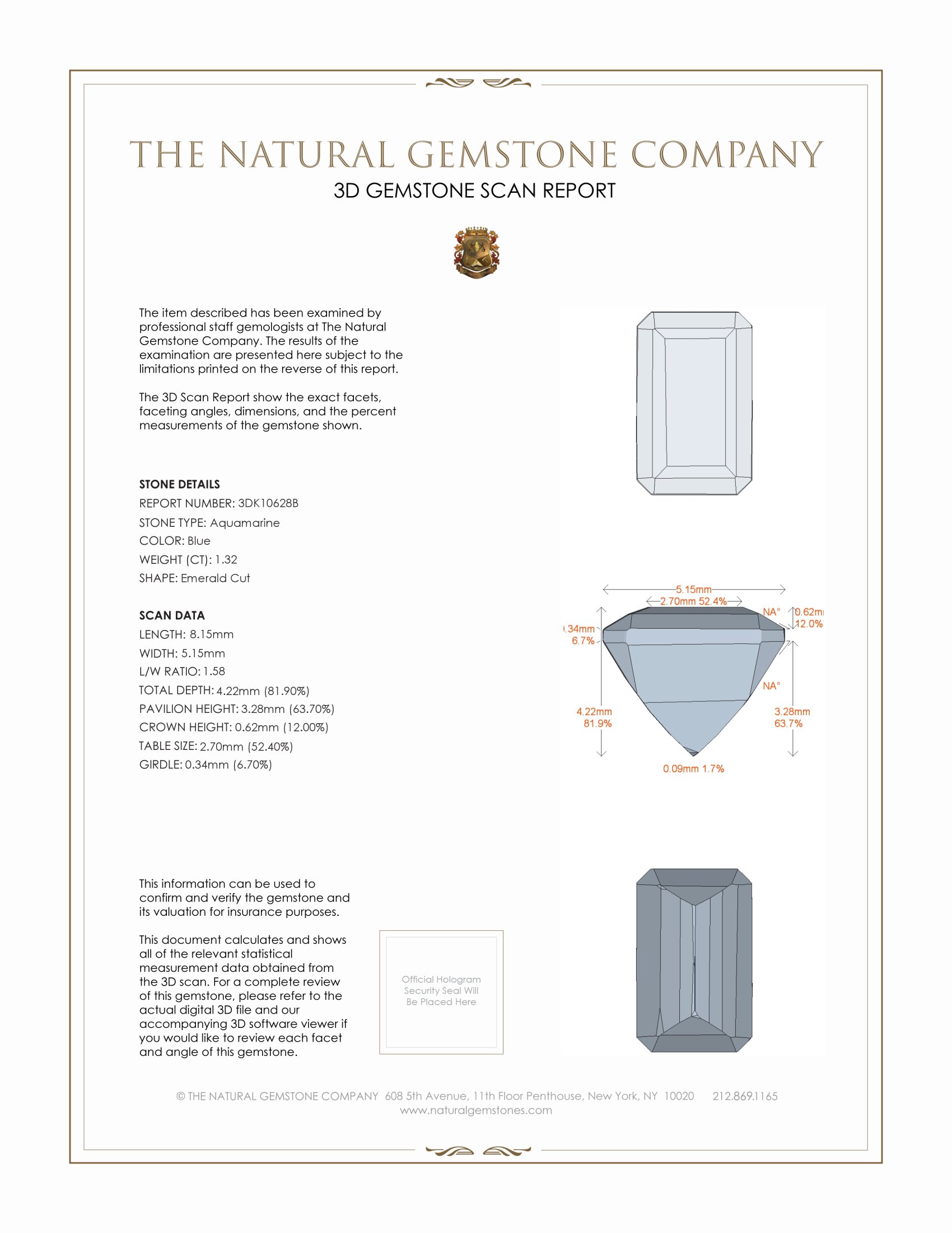 1.32 Ct. Aquamarine from Mozambique