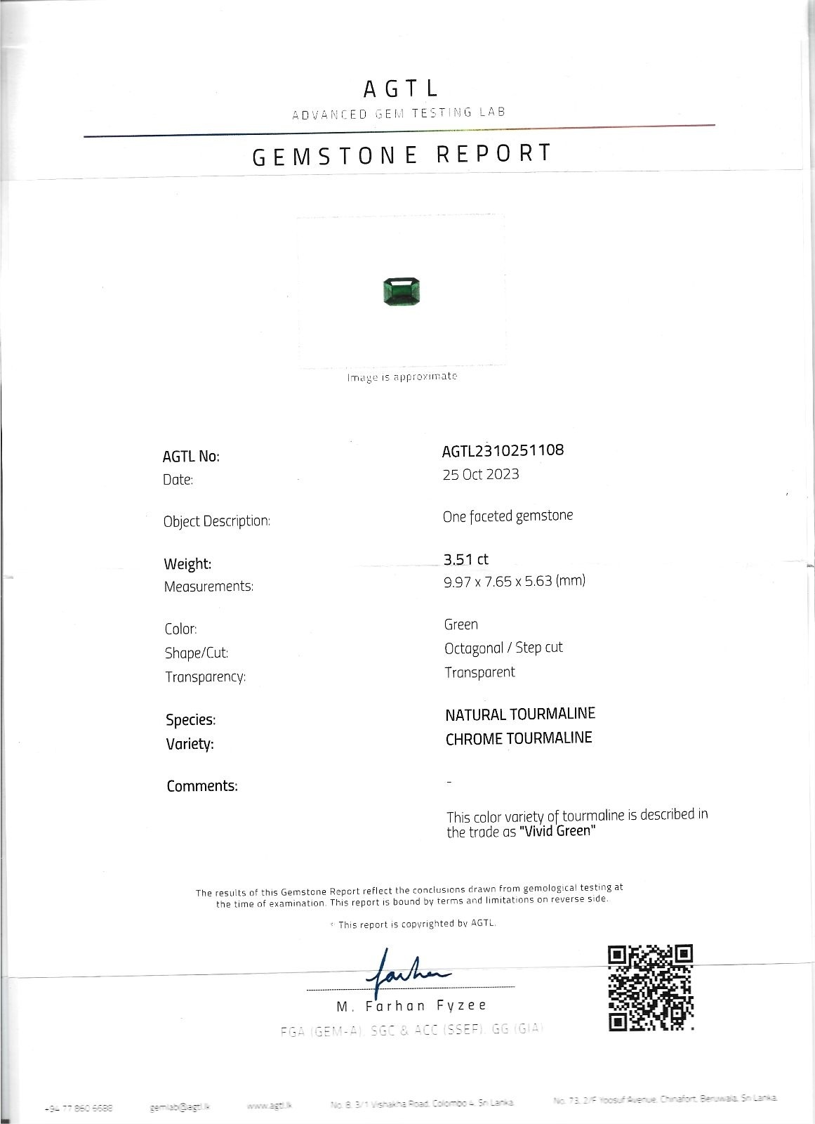 3.52 Ct. Chrome Tourmaline from Tanzania