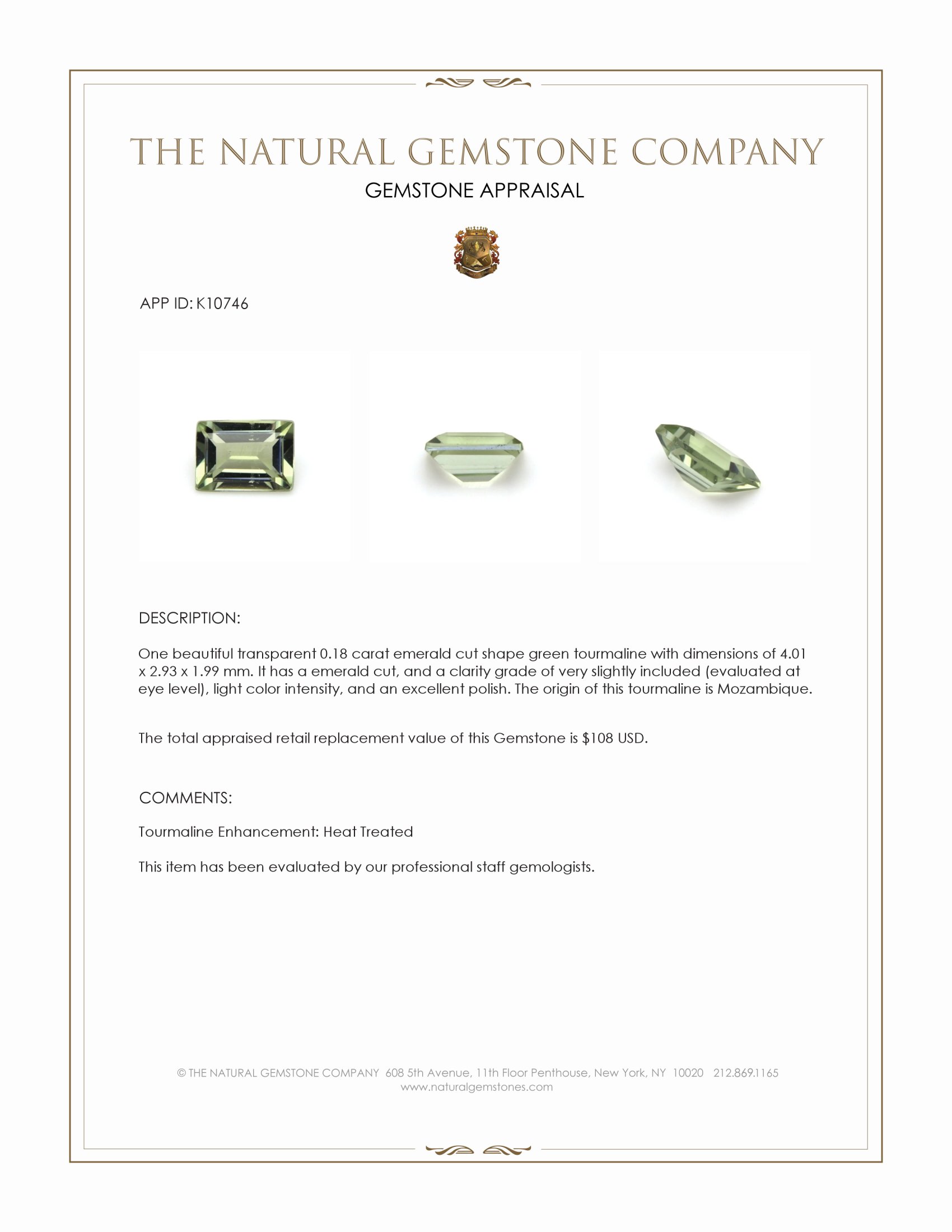 0.18 Ct. Tourmaline from Mozambique