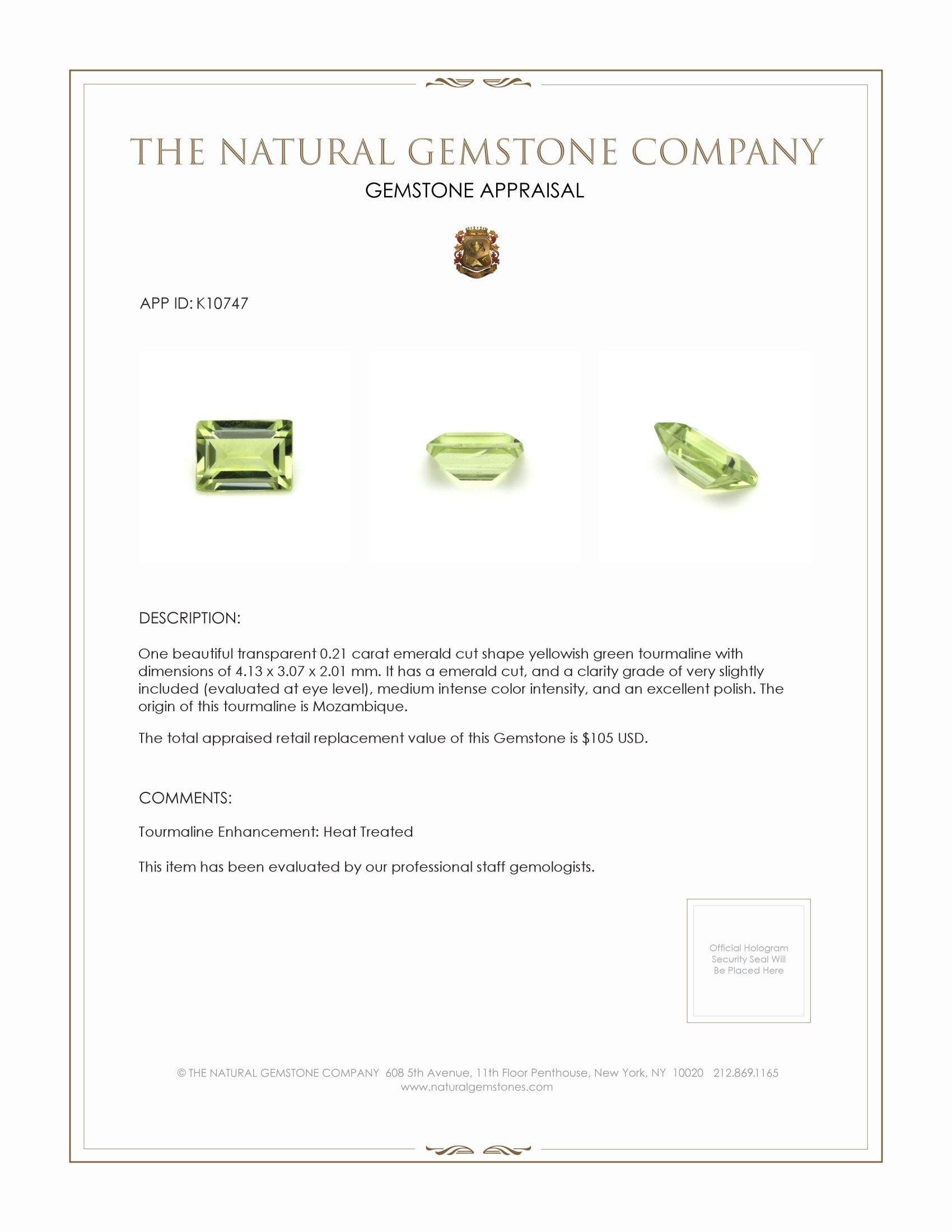 0.21 Ct. Tourmaline from Mozambique