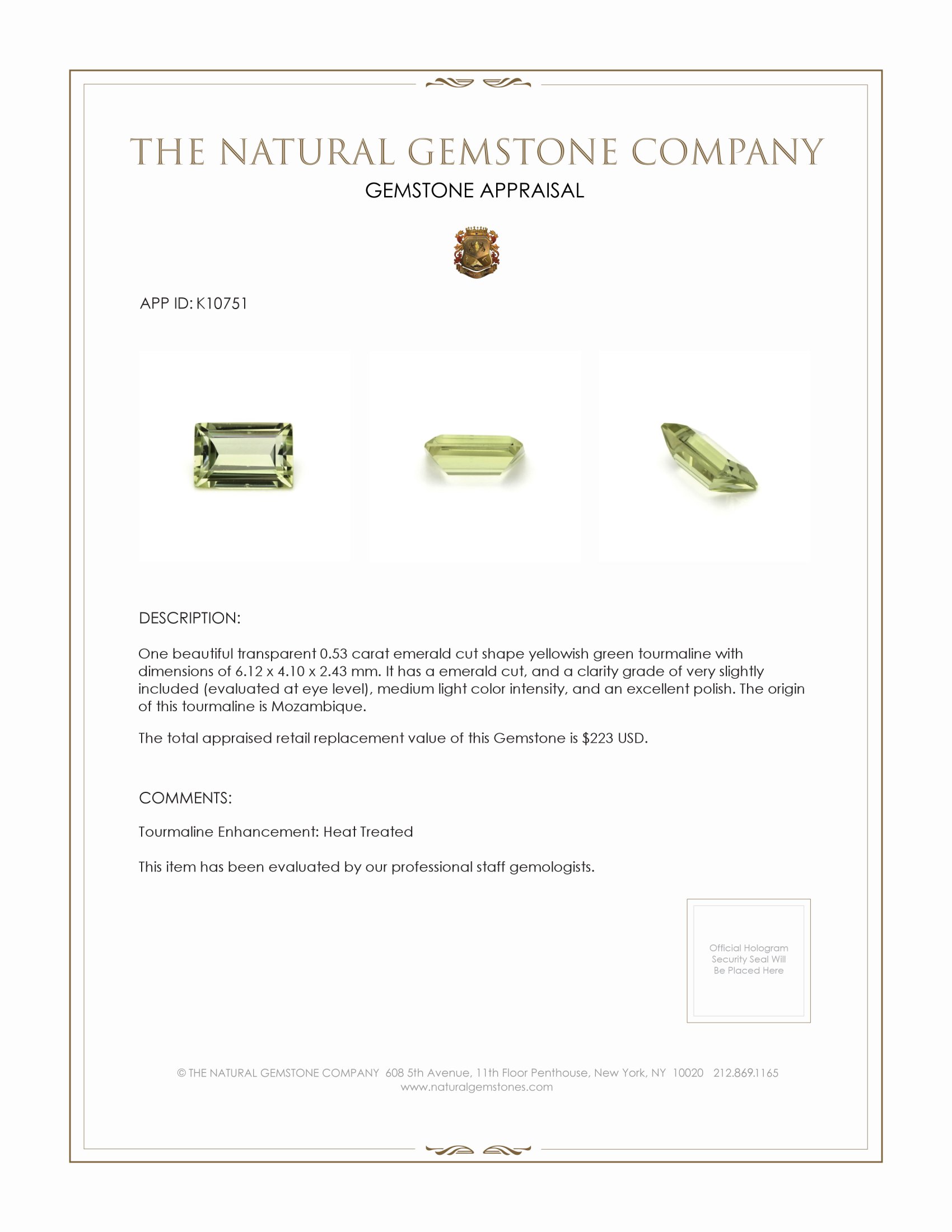 0.53 Ct. Tourmaline from Mozambique