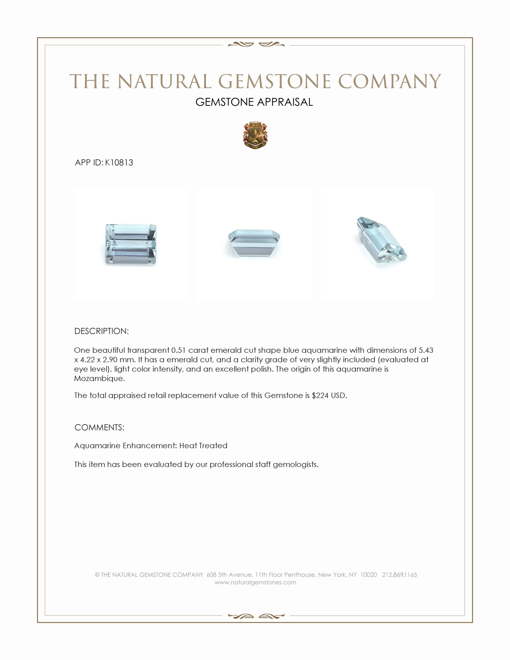 0.51 Ct. Aquamarine from Mozambique