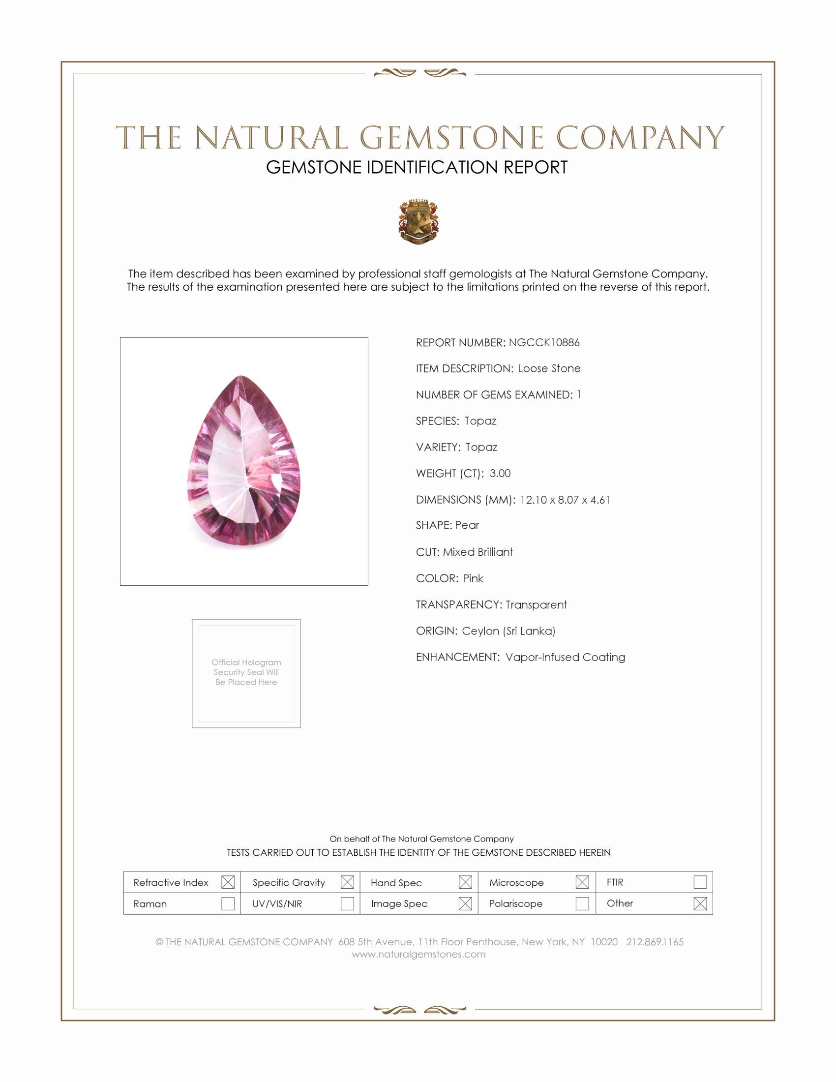 3.00 Ct. Topaz from Ceylon (Sri Lanka)