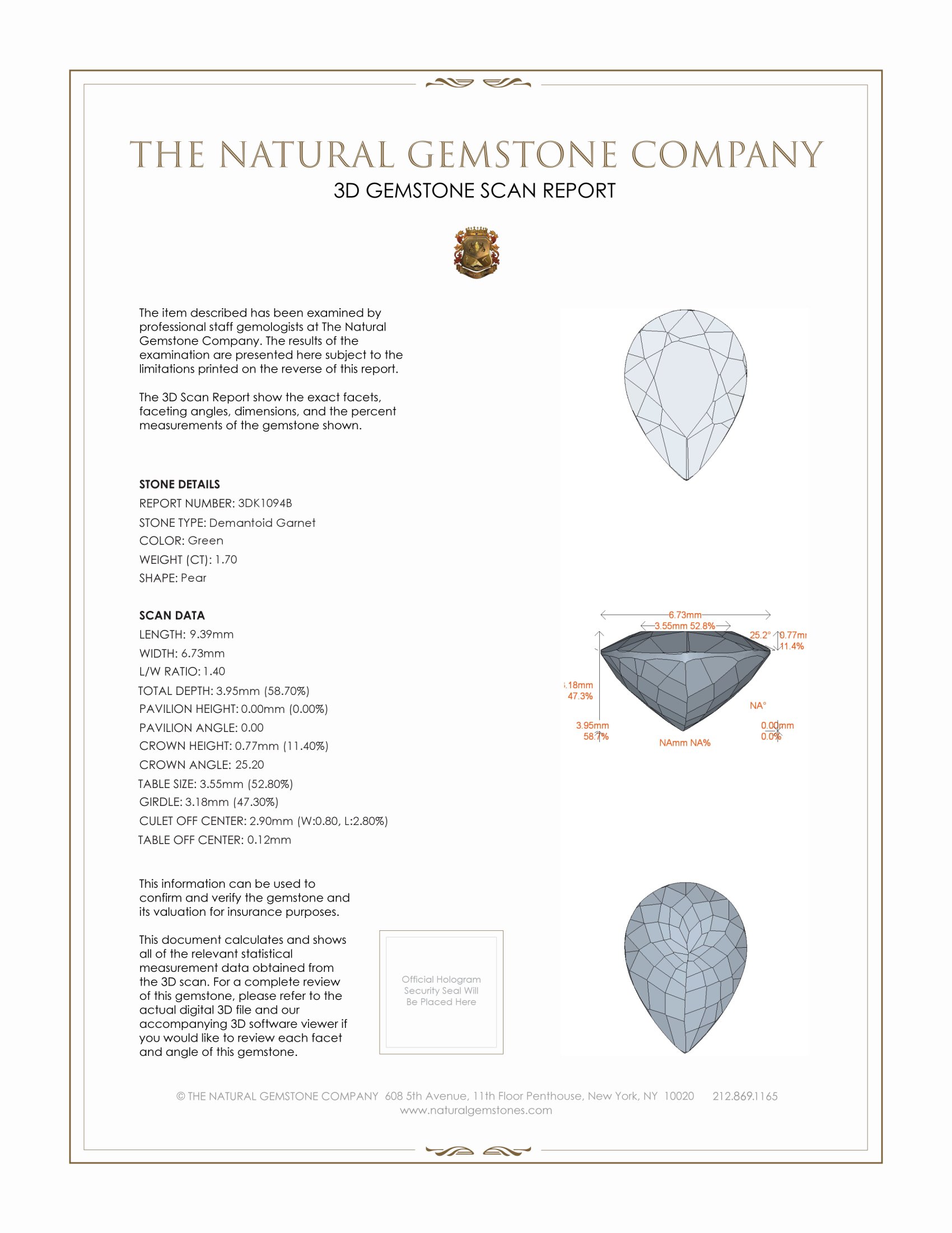 1.70 Ct. Demantoid Garnet from Madagascar
