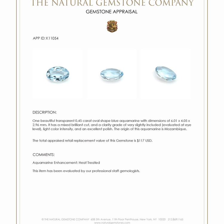 0.45 Ct. Aquamarine from Mozambique