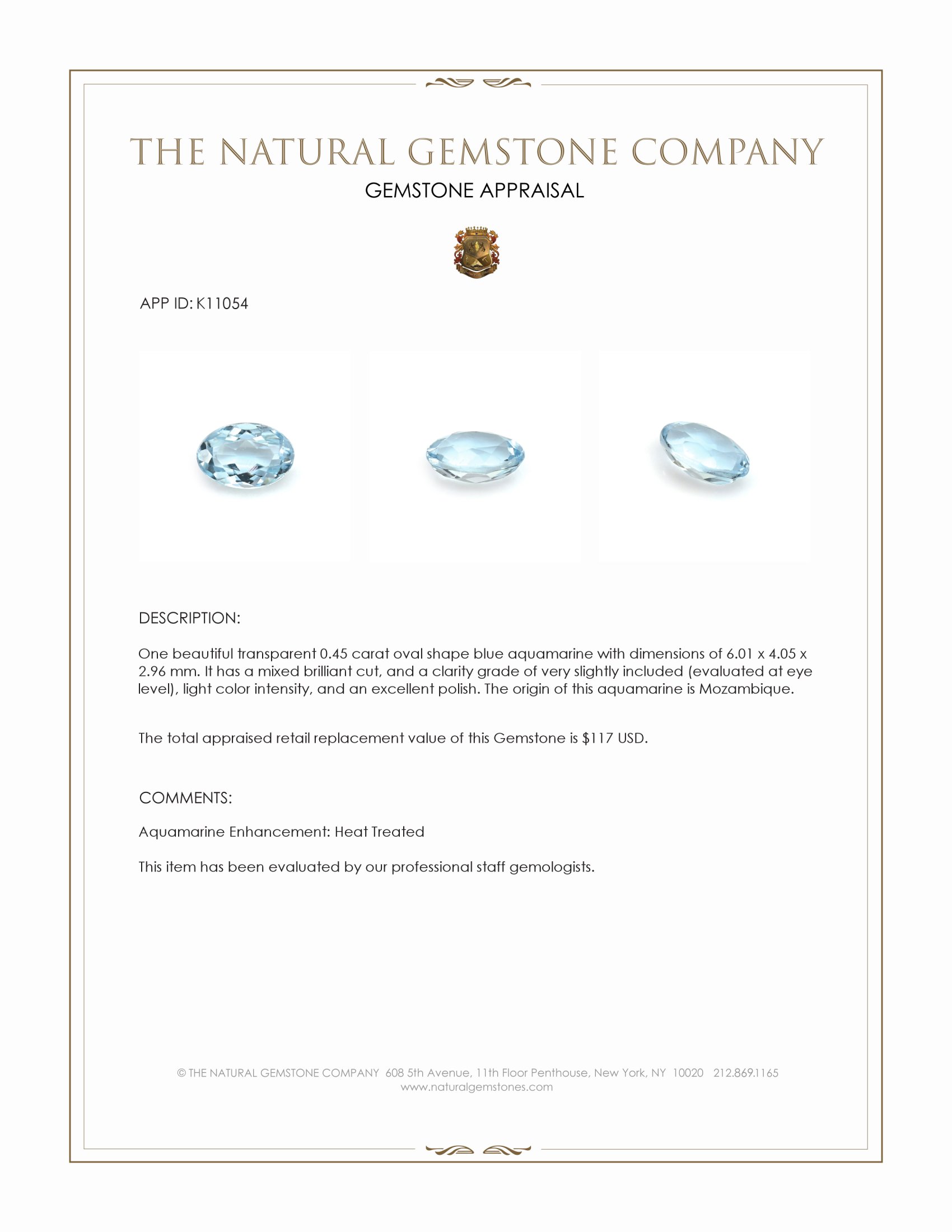 0.45 Ct. Aquamarine from Mozambique