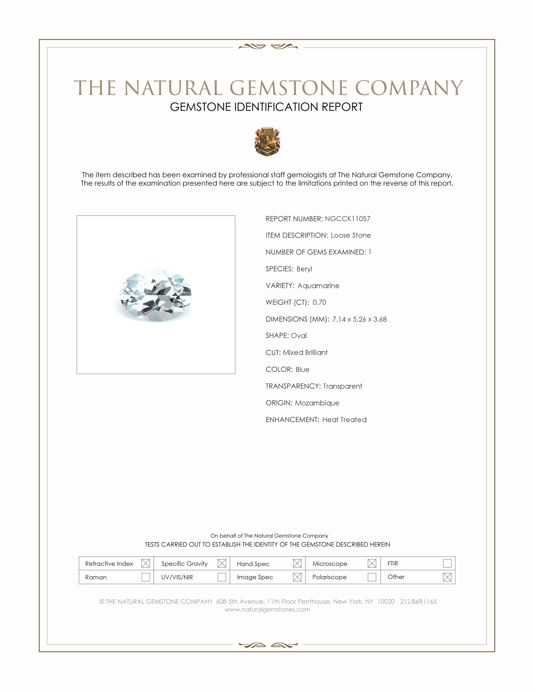 0.70 Ct. Aquamarine from Mozambique