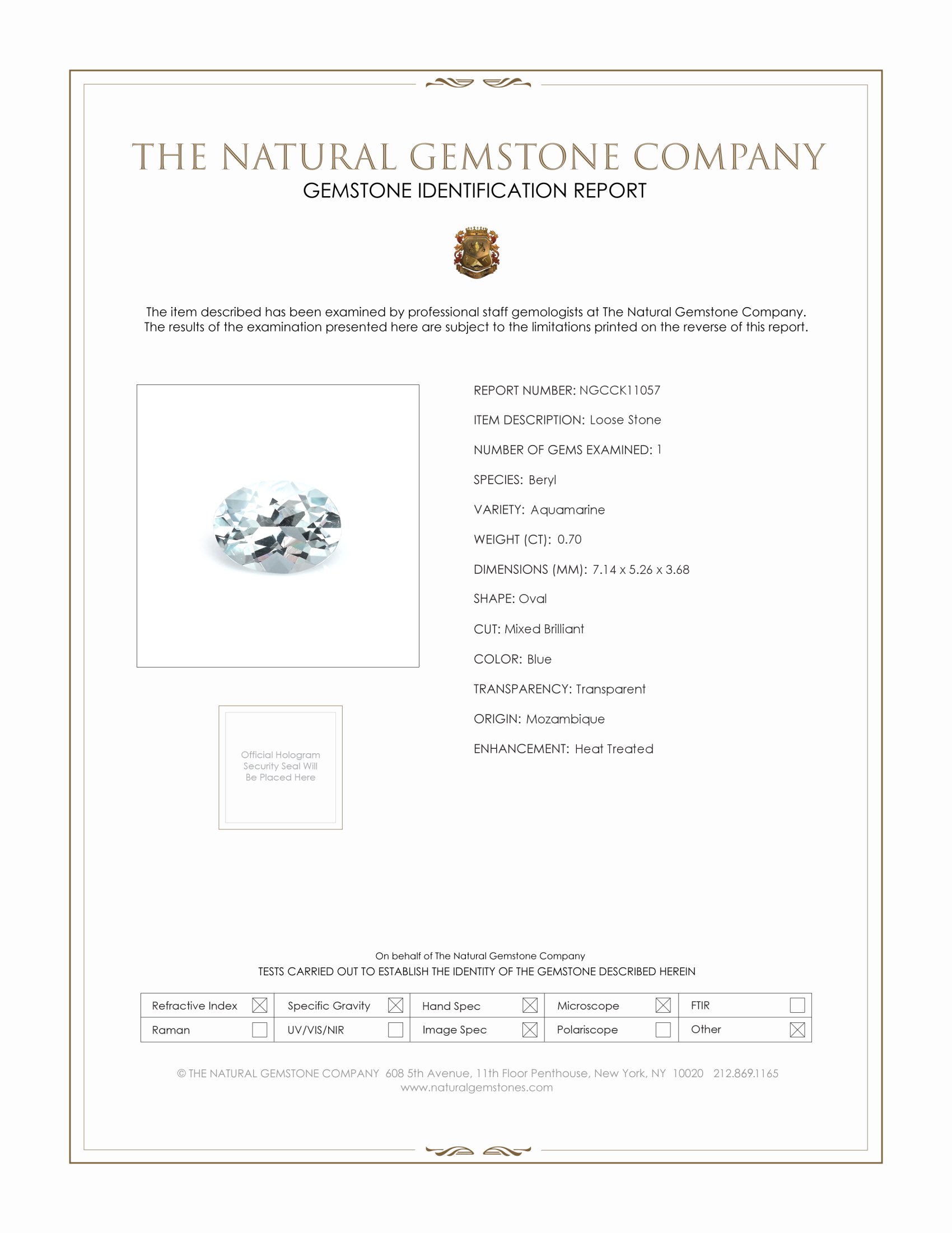 0.70 Ct. Aquamarine from Mozambique