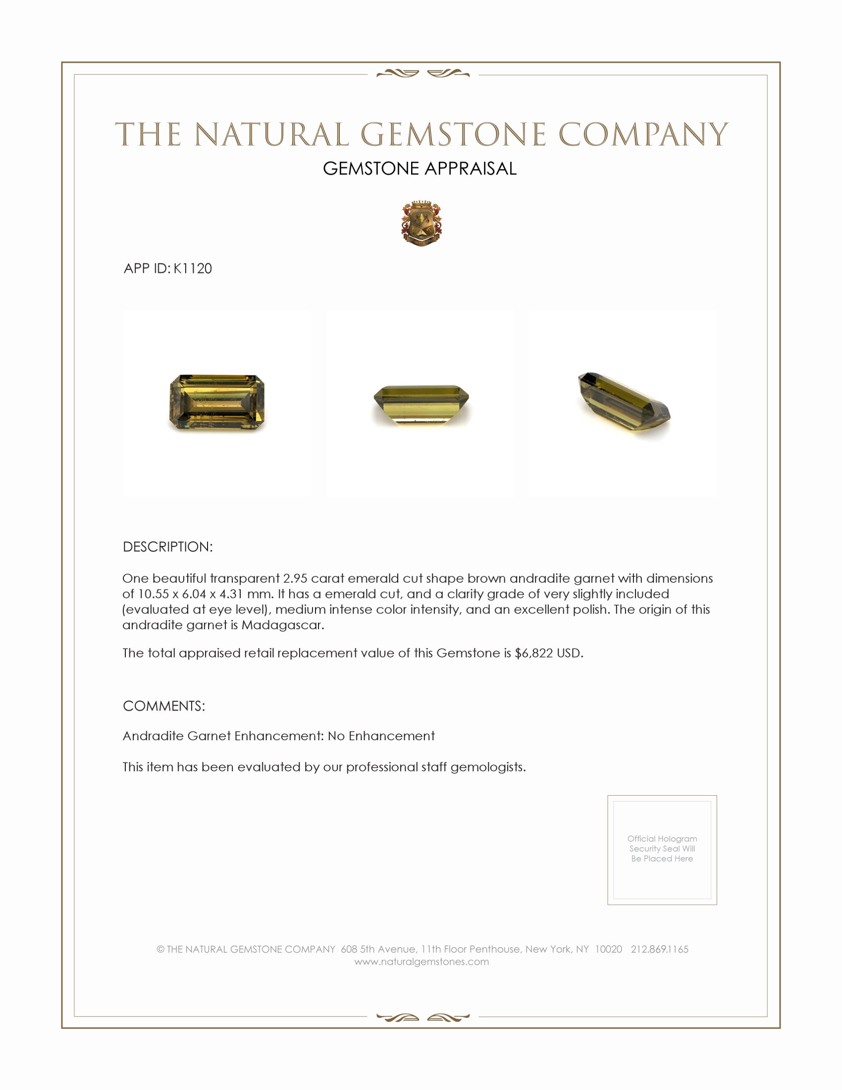 2.95 Ct. Andradite Garnet from Madagascar