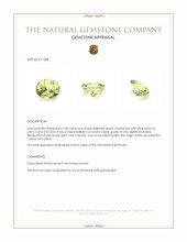 1.05 Ct. Yellowish Green Chrysoberyl from Ceylon (Sri Lanka) Appraisal