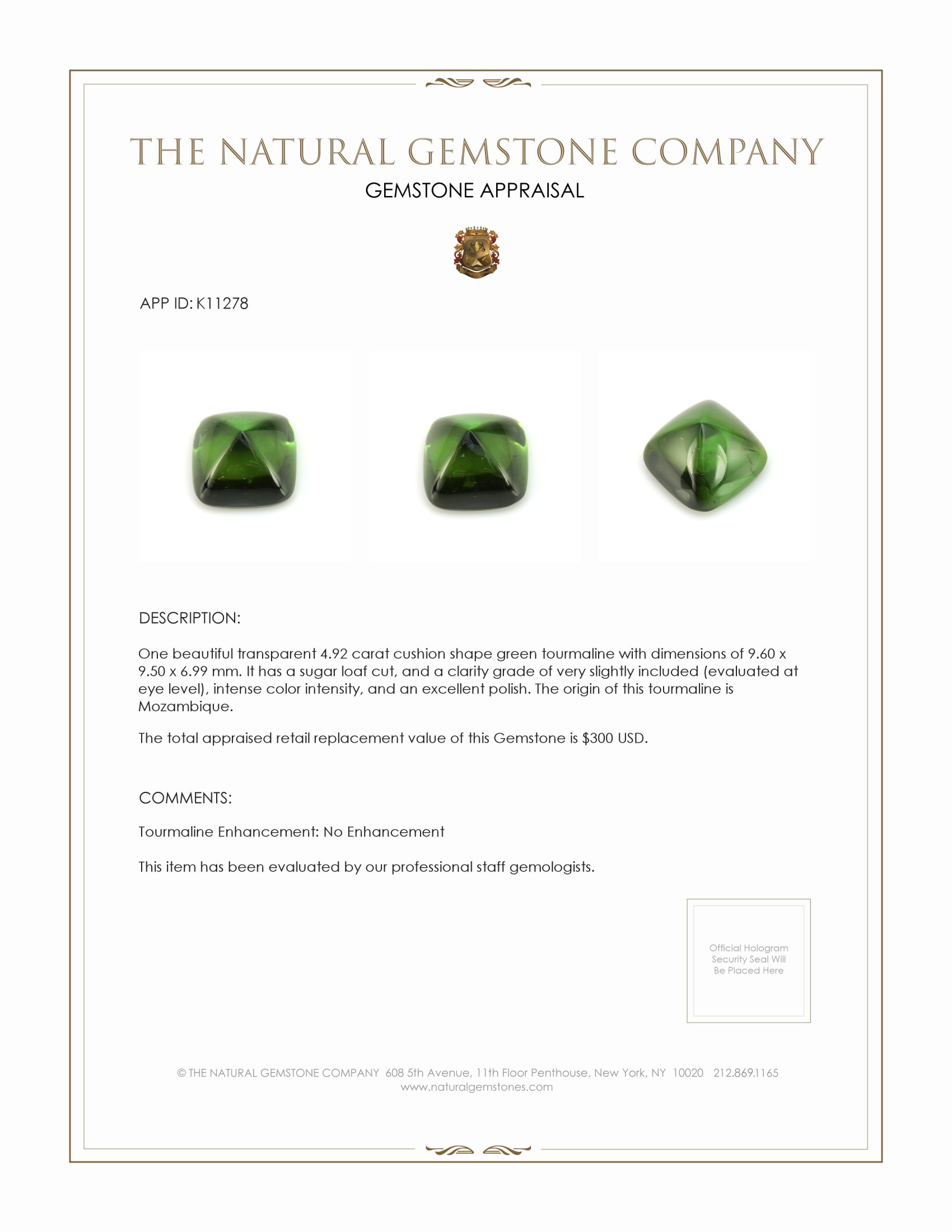 4.92 Ct. Cabochon Tourmaline from Mozambique