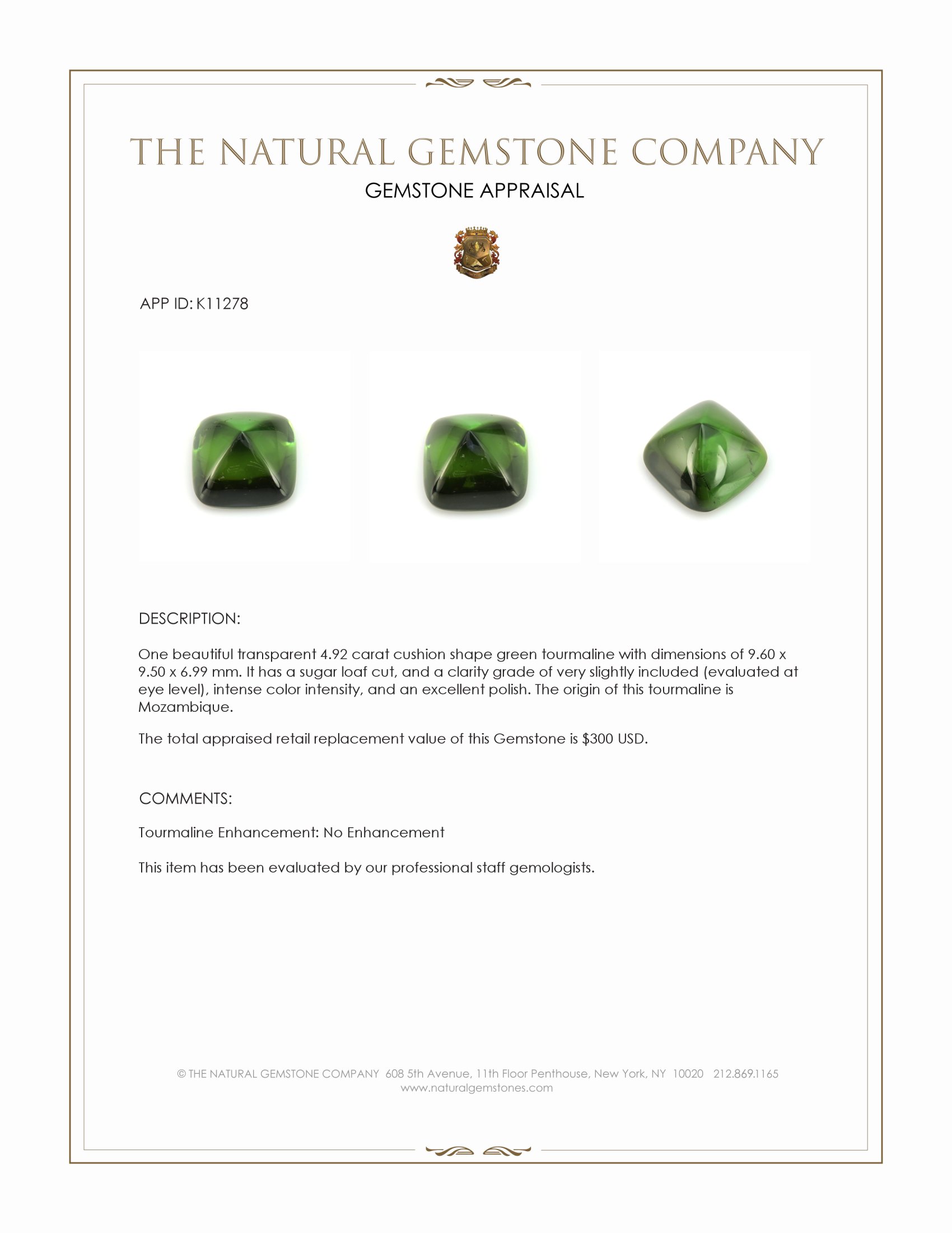 4.92 Ct. Cabochon Tourmaline from Mozambique