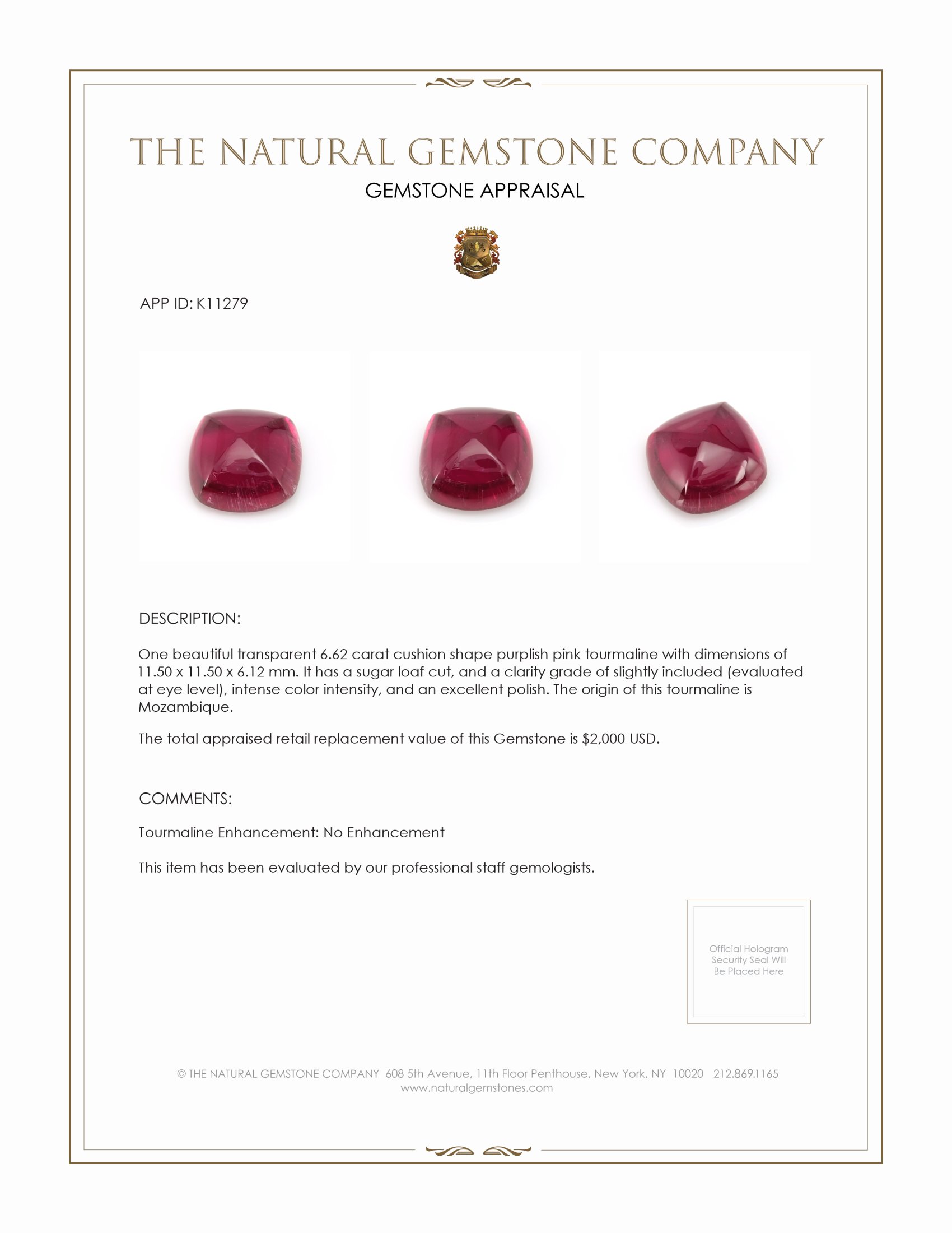 6.62 Ct. Cabochon Tourmaline from Mozambique