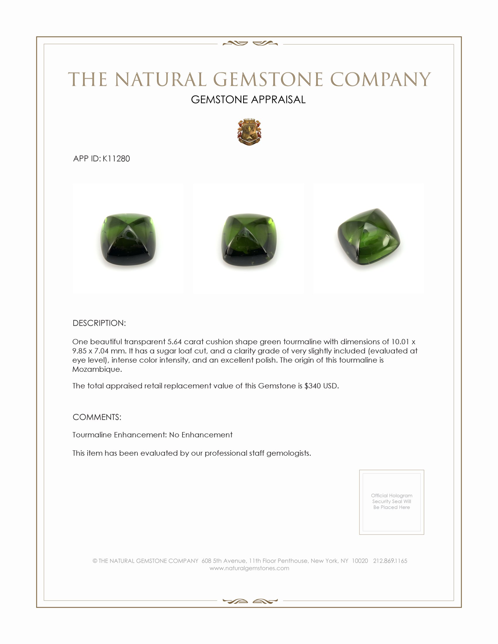 5.64 Ct. Cabochon Tourmaline from Mozambique