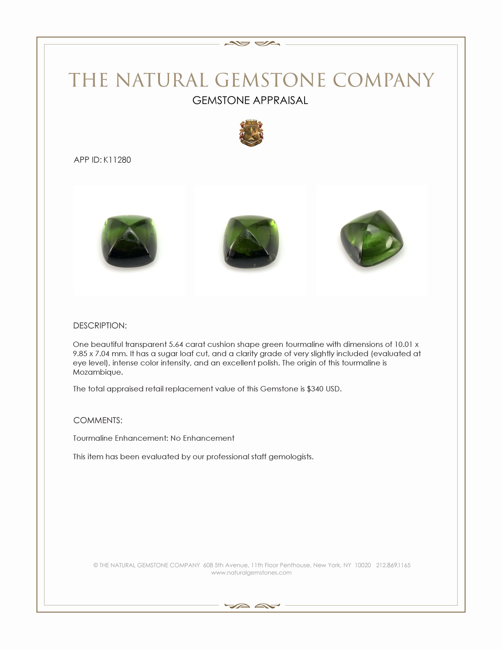 5.64 Ct. Cabochon Tourmaline from Mozambique