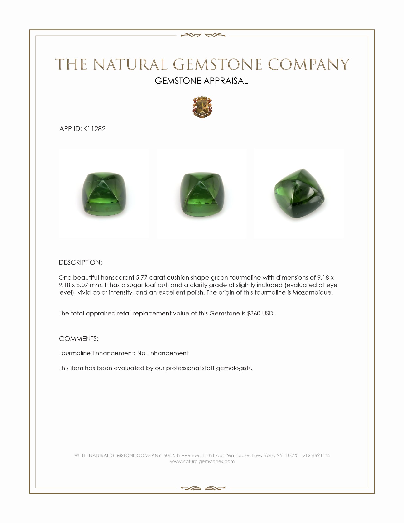 5.77 Ct. Cabochon Tourmaline from Mozambique