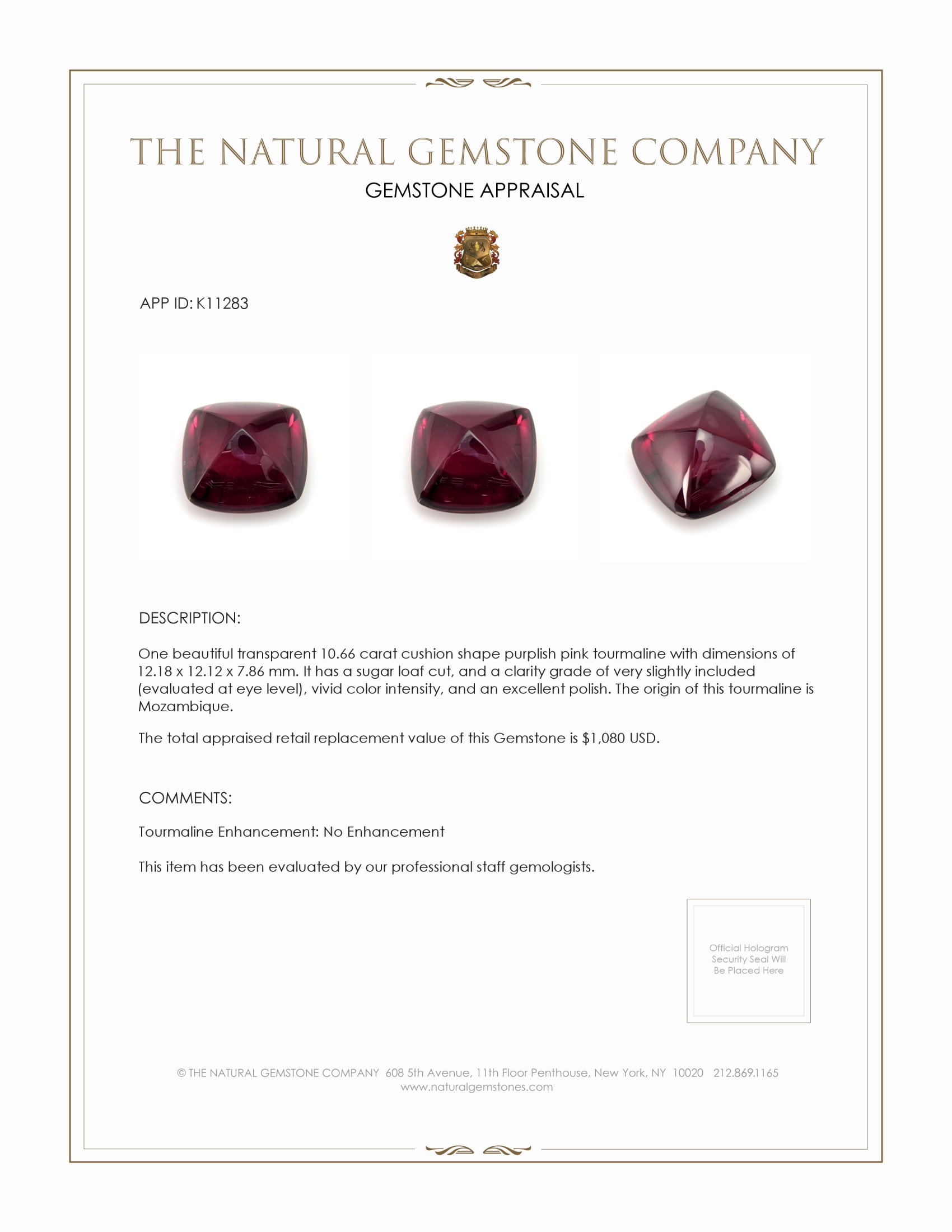 10.66 Ct. Cabochon Tourmaline from Mozambique