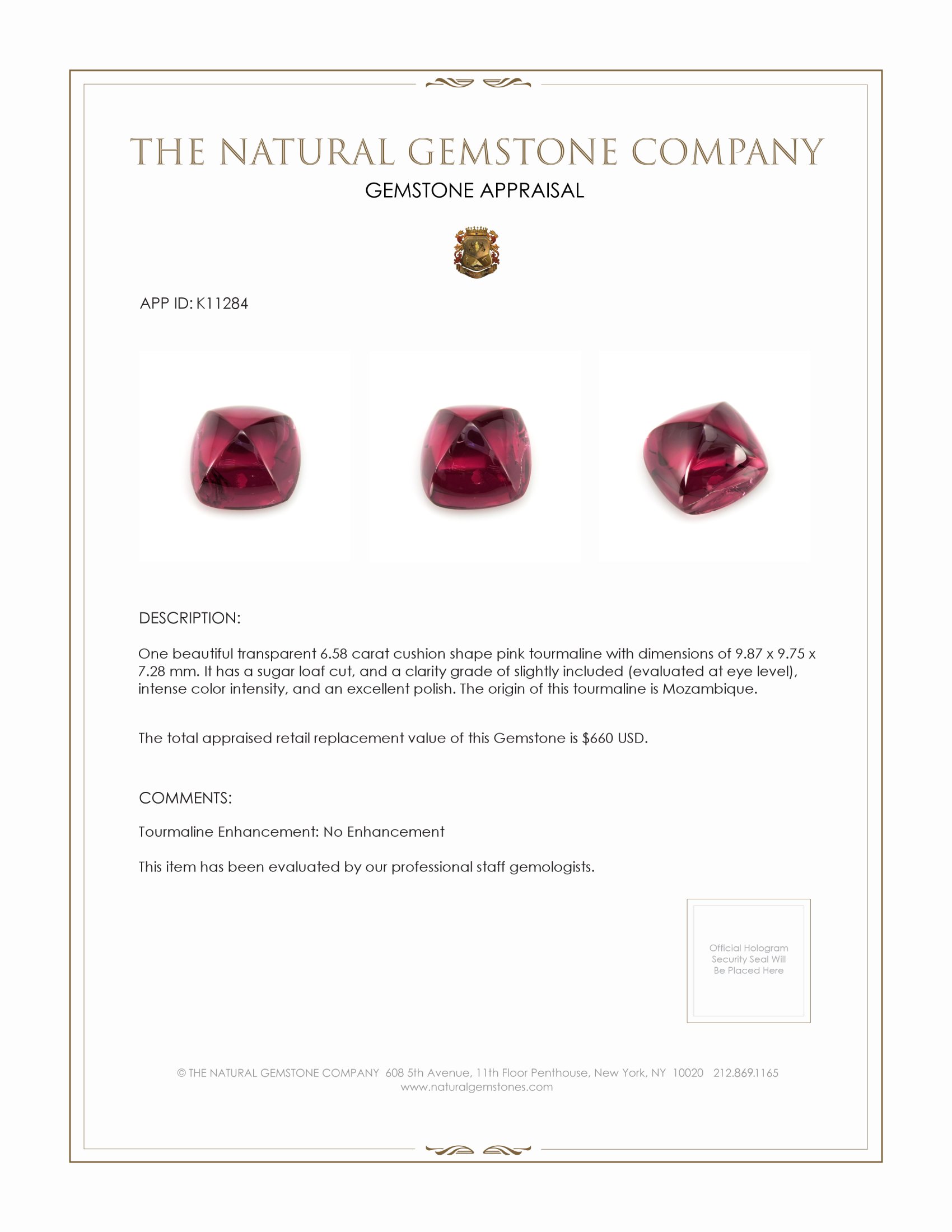 6.58 Ct. Cabochon Tourmaline from Mozambique