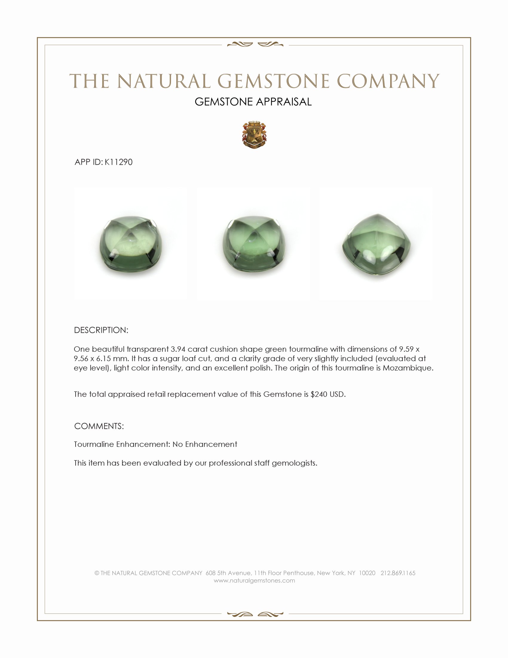 3.94 Ct. Cabochon Tourmaline from Mozambique