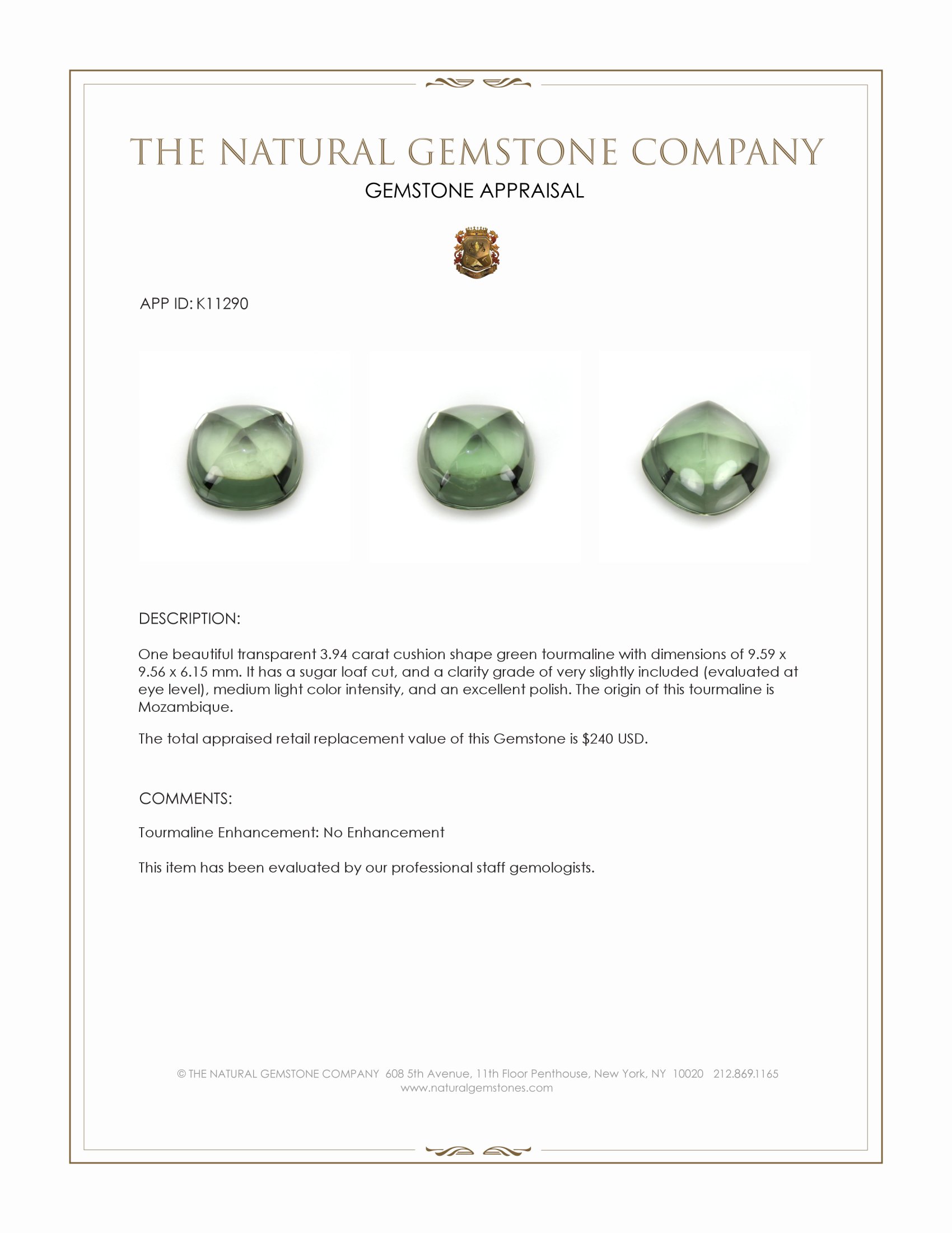 3.94 Ct. Cabochon Tourmaline from Mozambique