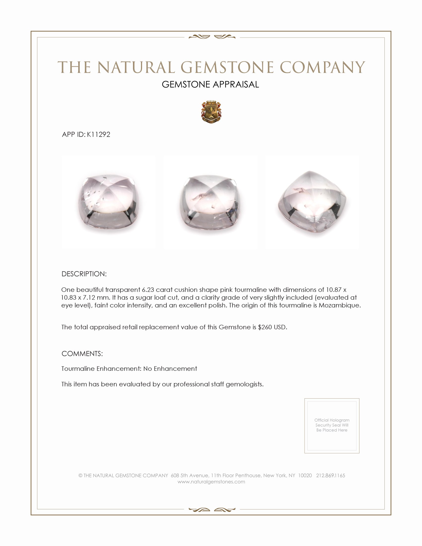 6.23 Ct. Cabochon Tourmaline from Mozambique